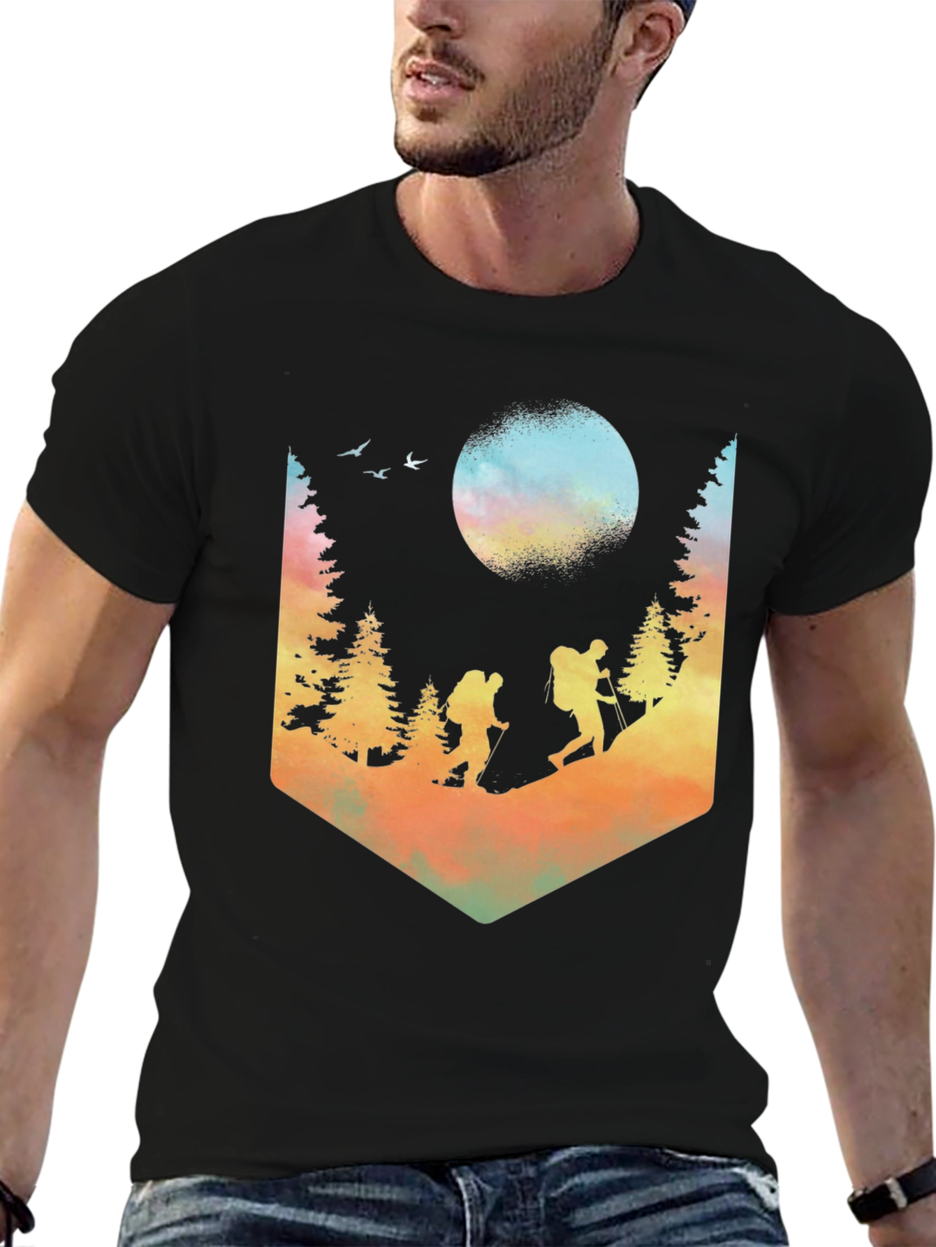 Black Hiking Adventure Graphic T-Shirt - Nature Design Tee view 6
