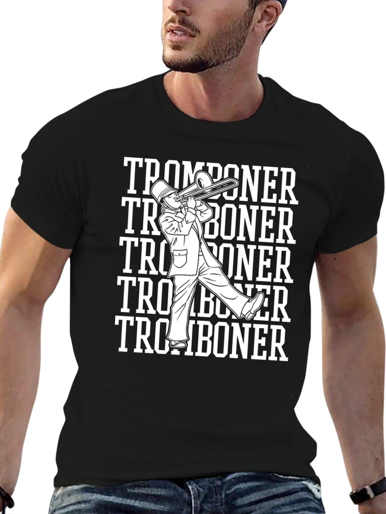 Black Tromboner T-Shirt, Band Humor Tee view 6
