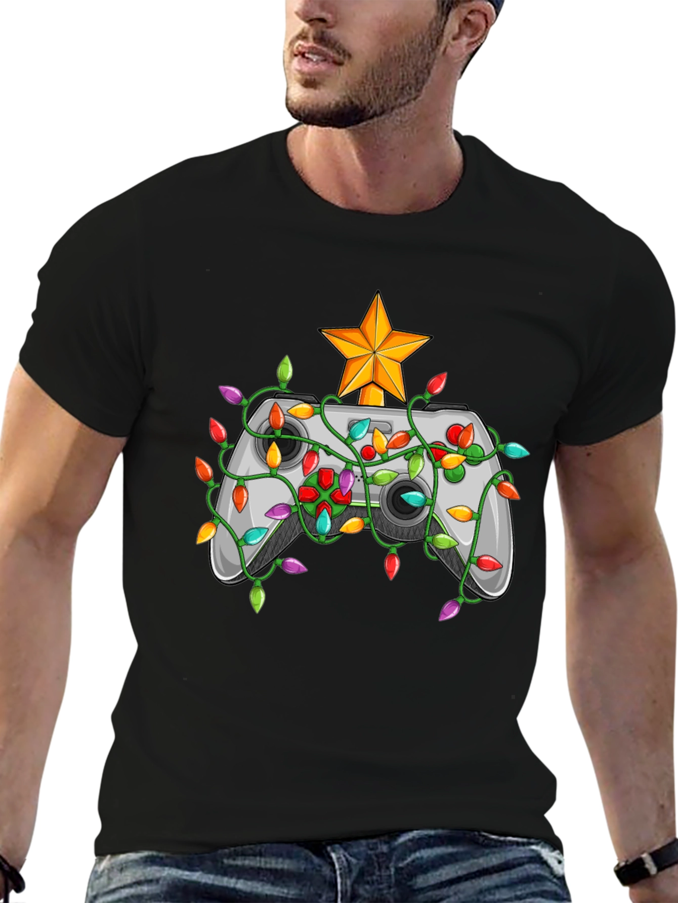 Black Gamer Christmas T-Shirt - Holiday Gaming Tee view 6