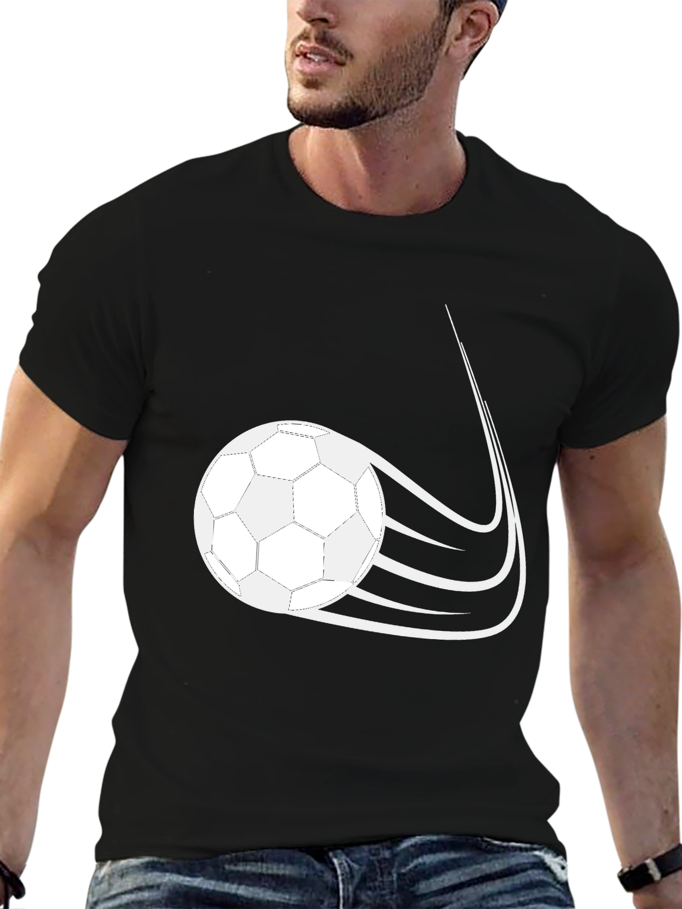 Soccer Ball Graphic Black T-Shirt - 6