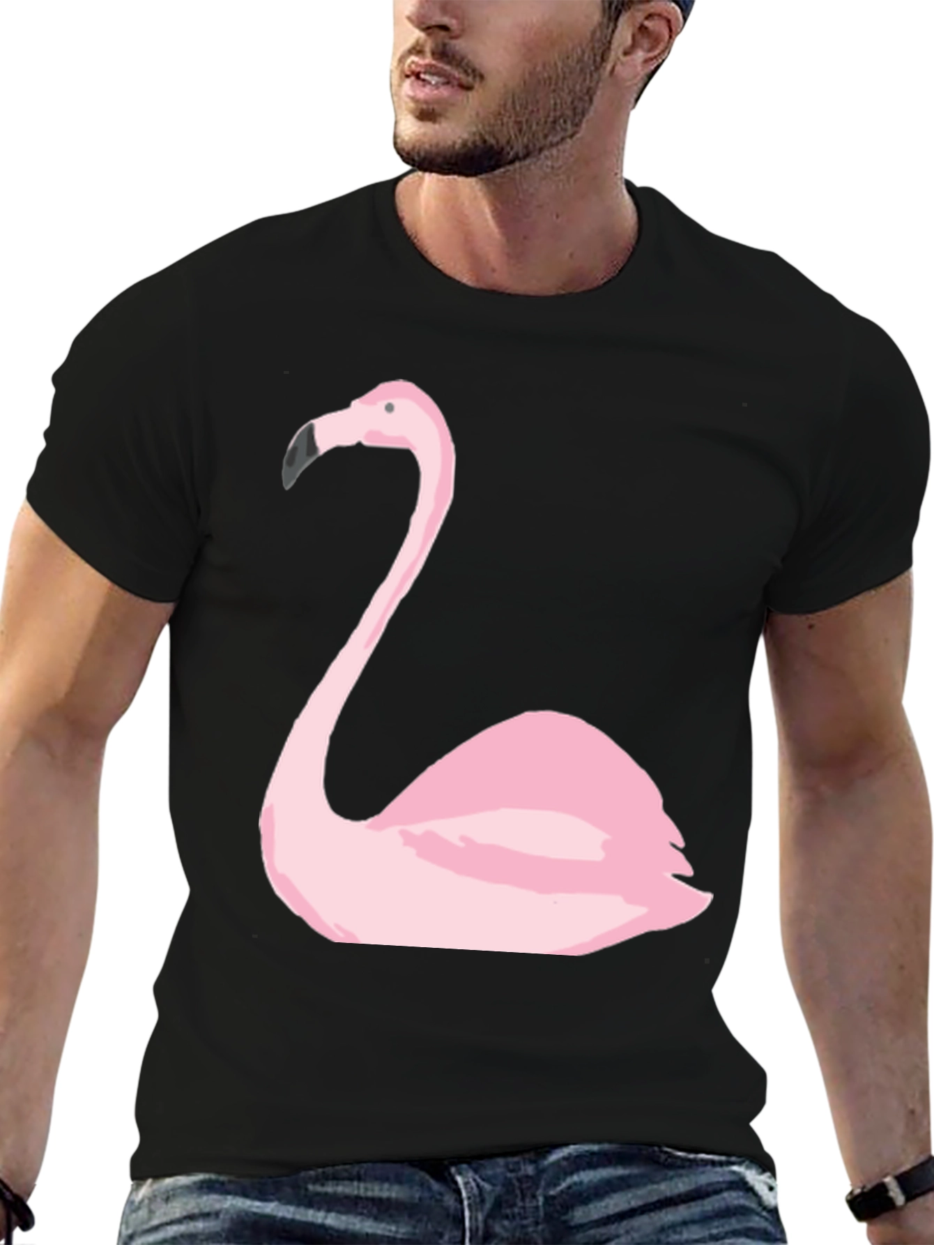 Black Flamingo Graphic Tee - Black Cotton Casual Shirt view 6