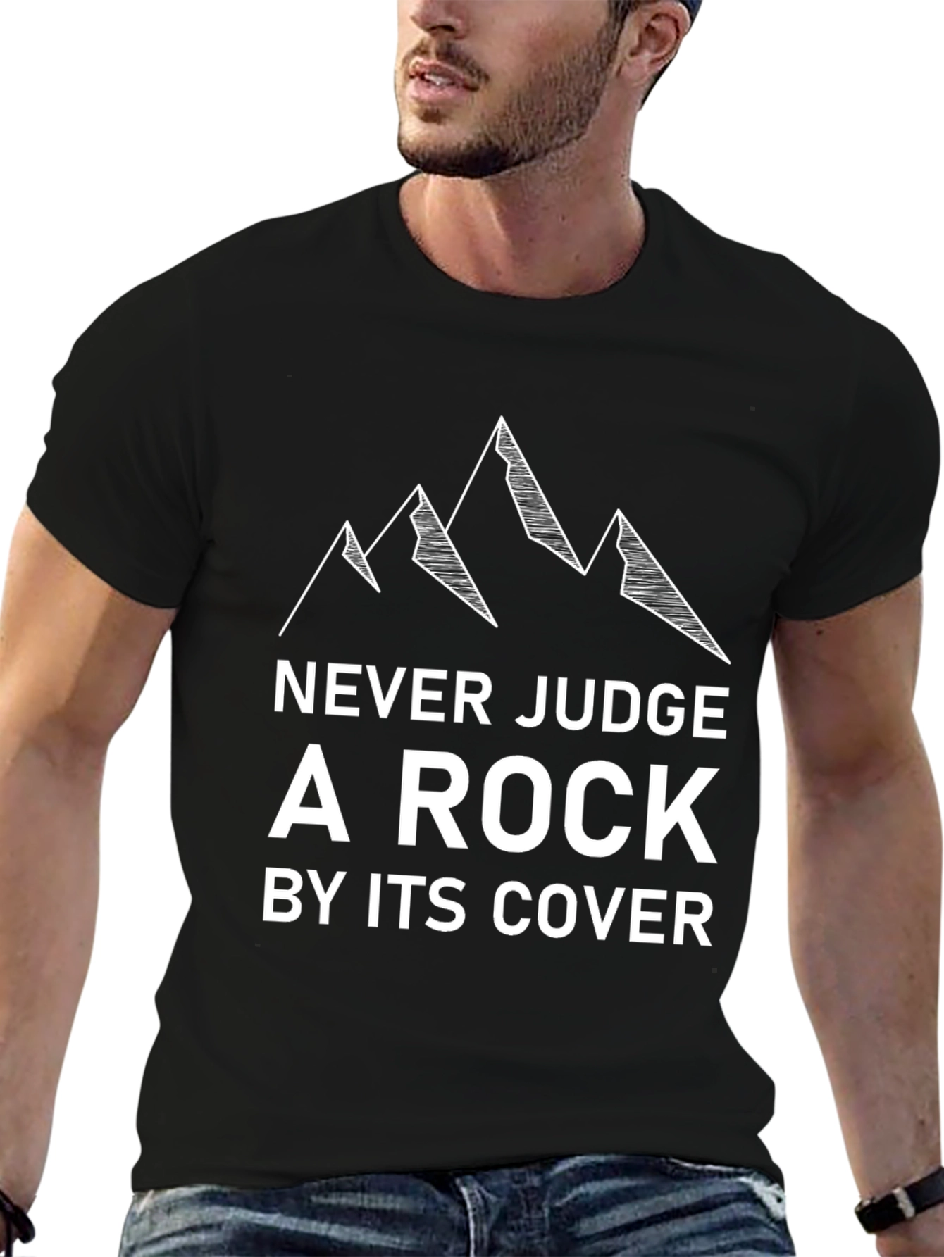 Black Never Judge a Rock T-Shirt view 6