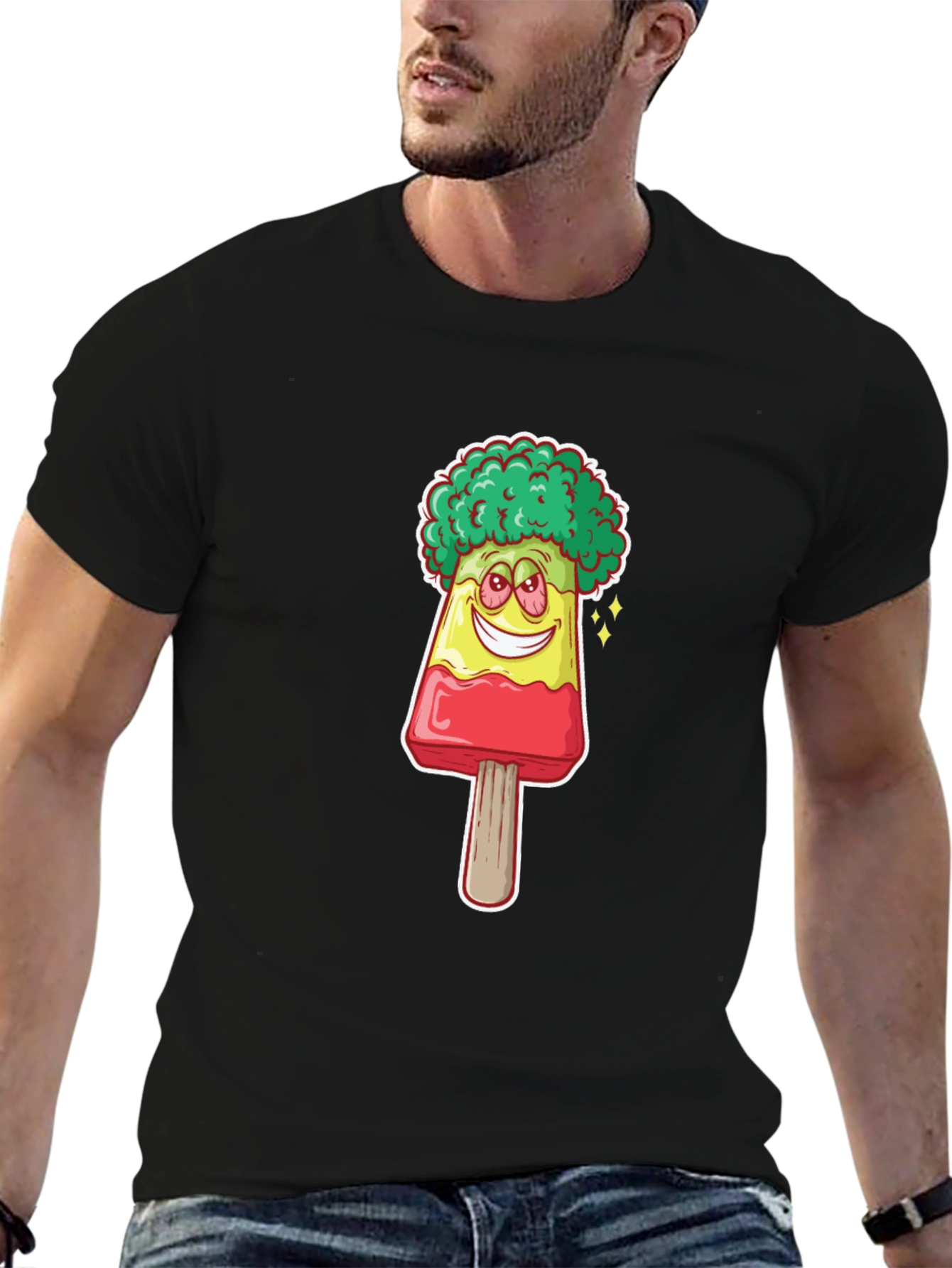 Black Novelty Popsicle Character T-Shirt view 6