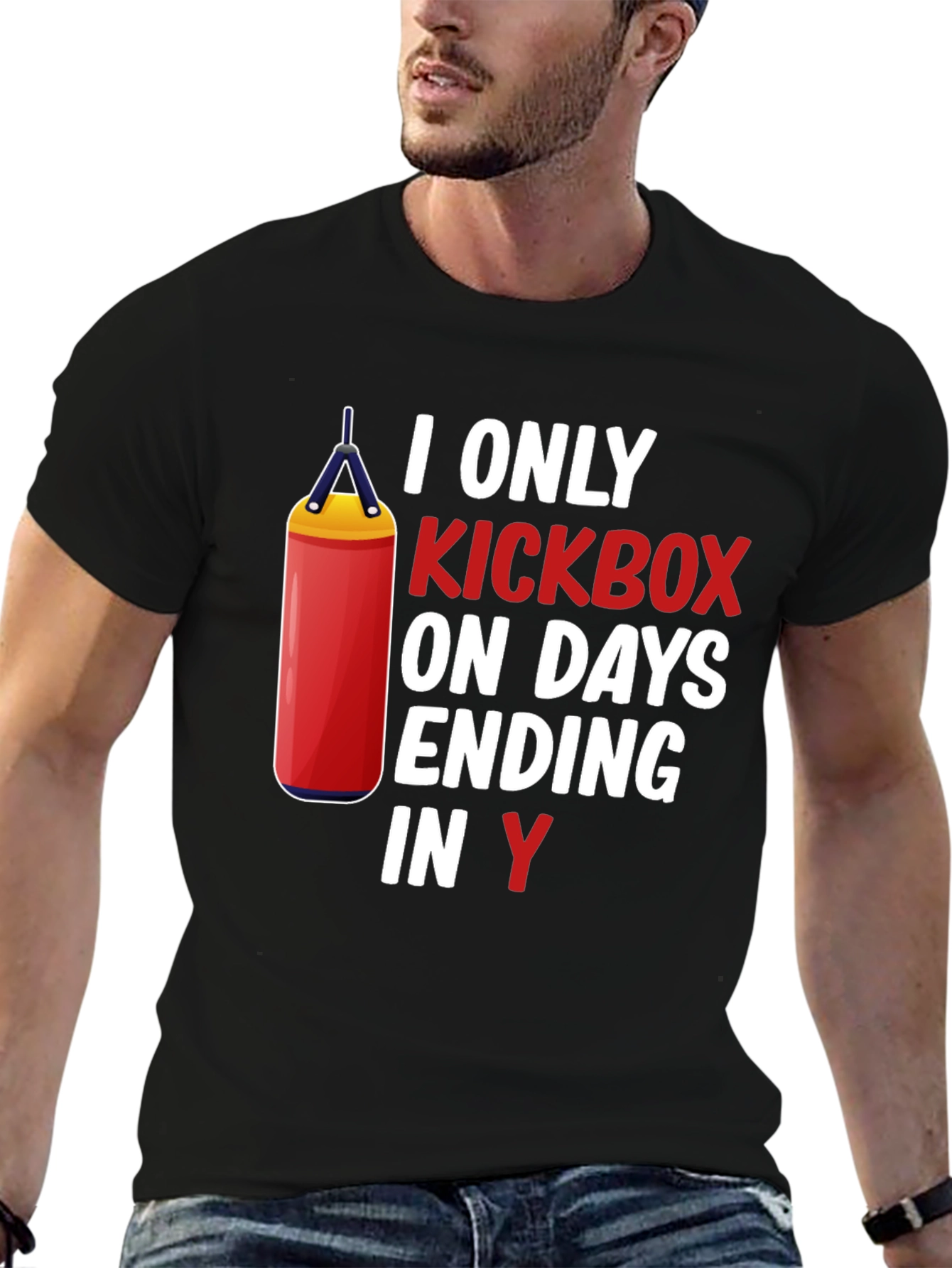 Black Kickboxer Humor T-Shirt - Days Ending in Y view 6