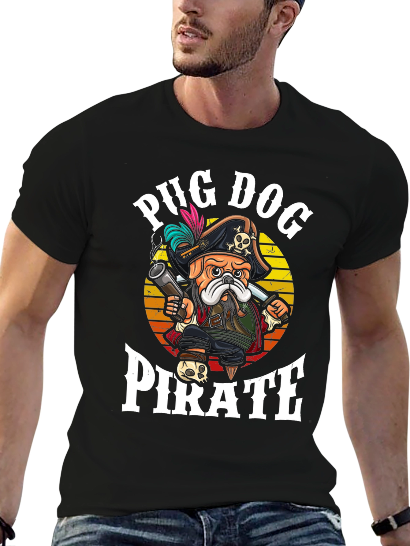 Pug Dog Pirate T-Shirt - Funny Graphic Tee - 6