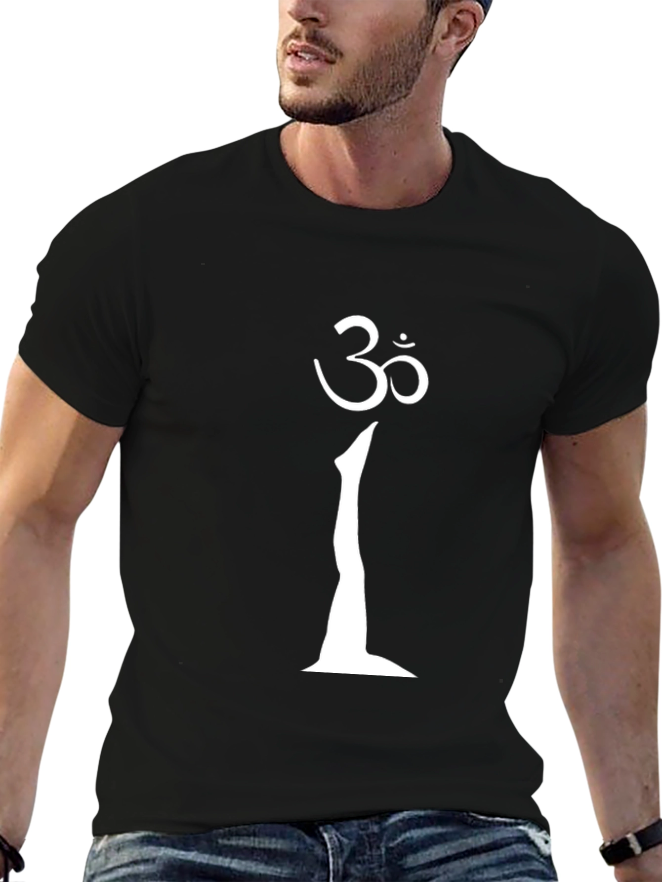 Black Om Symbol Black T-Shirt view 6