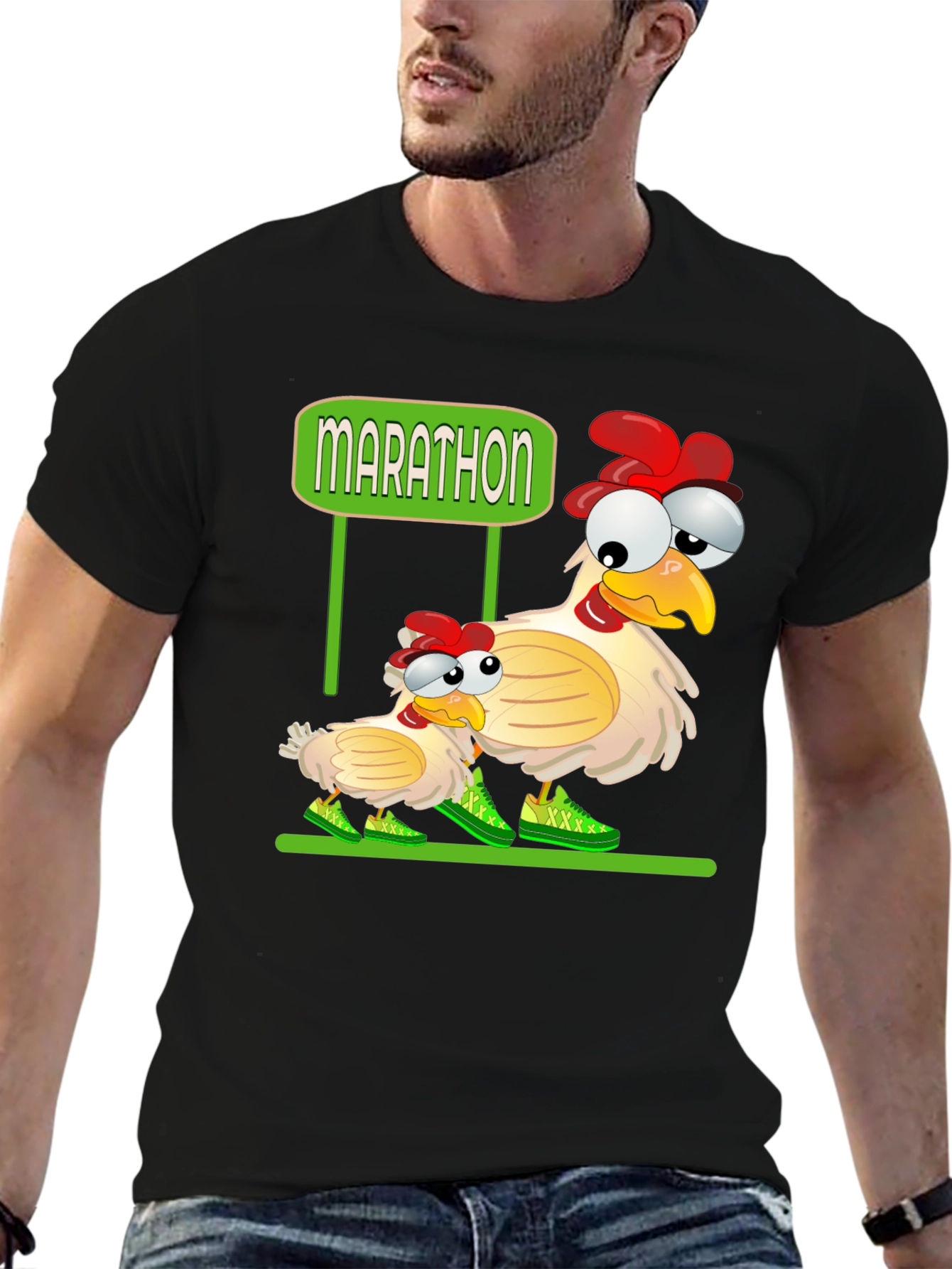 Black Marathon Chicken T-Shirt view 6