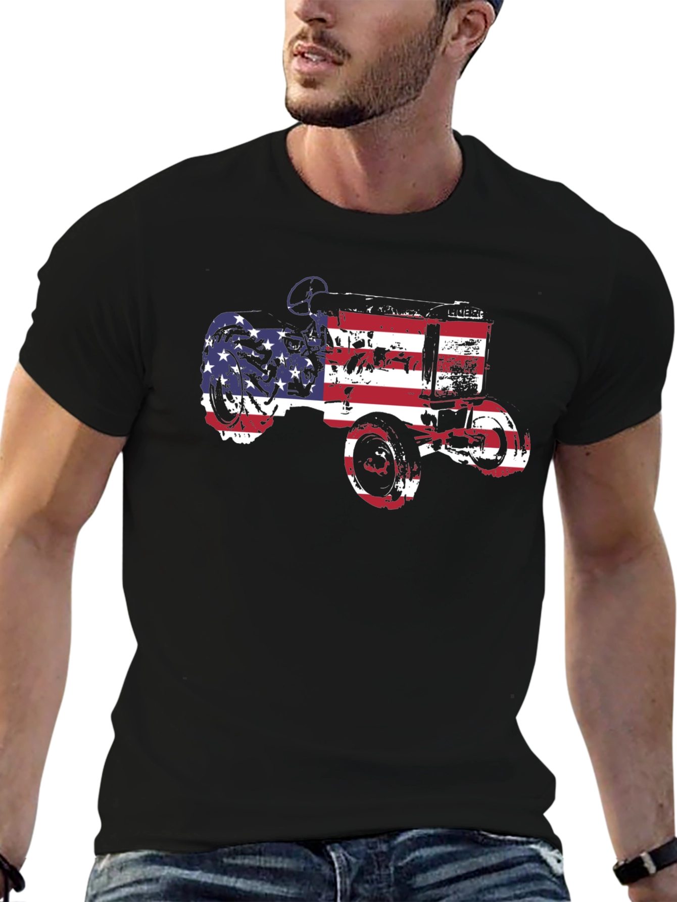 Black American Tractor Graphic Tee view 6