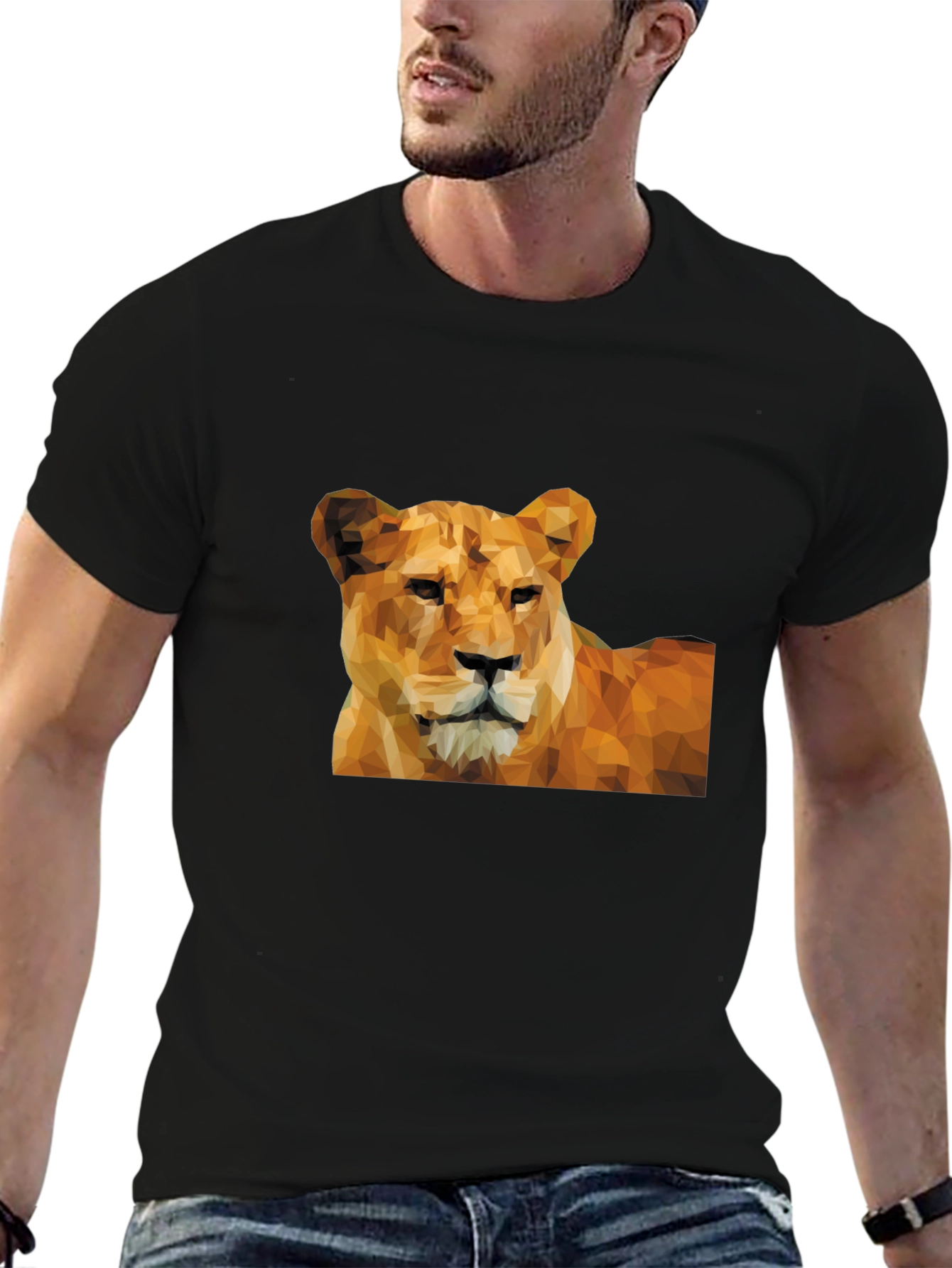 Black Lioness Graphic Print Black T-Shirt view 6