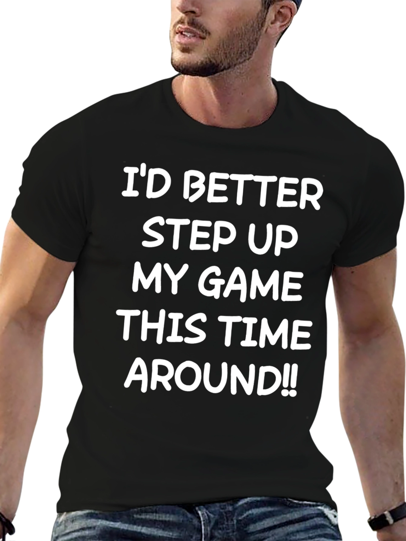 Black Step Up My Game Black Graphic Tee view 6
