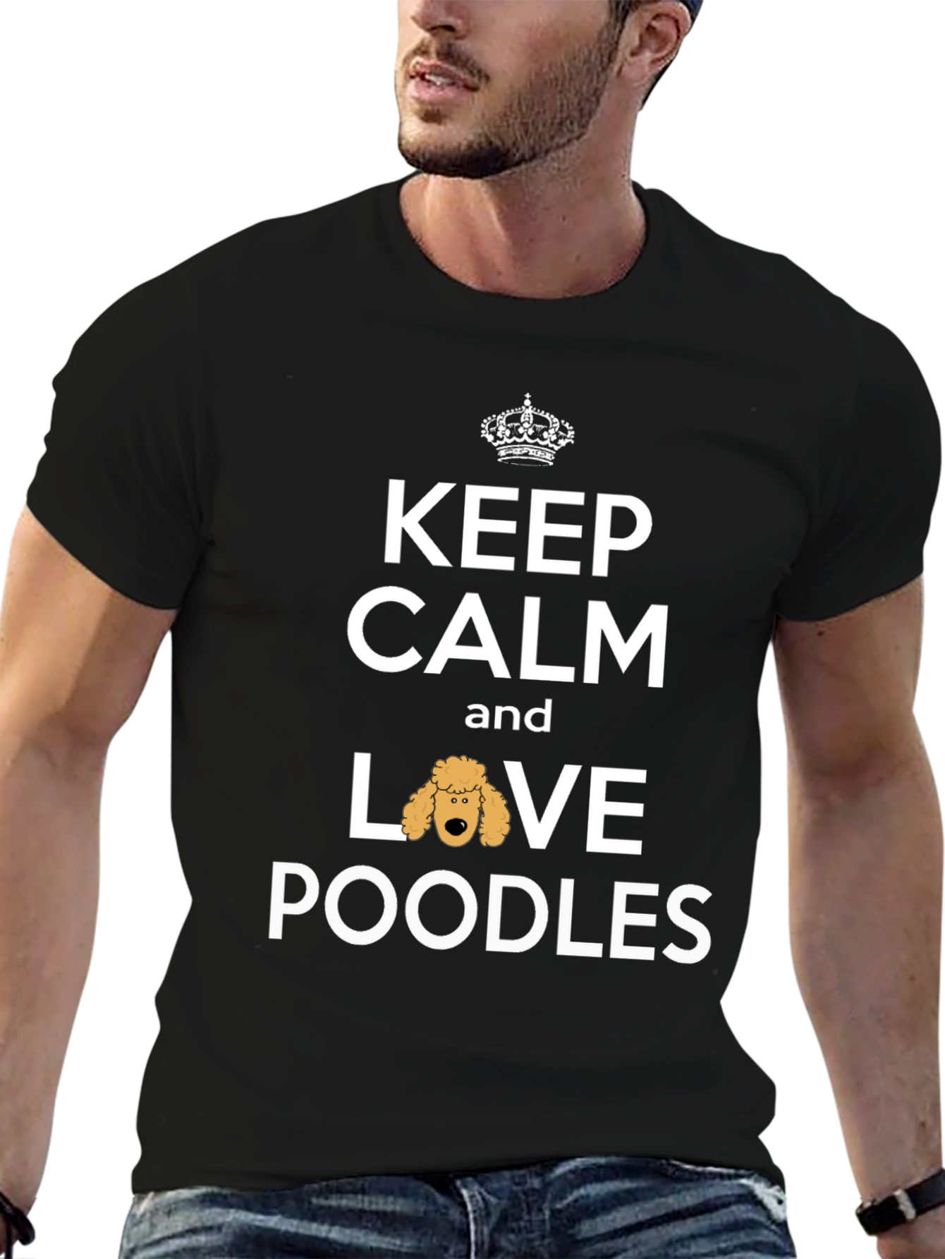 Black Keep Calm and Love Poodles T-Shirt view 6