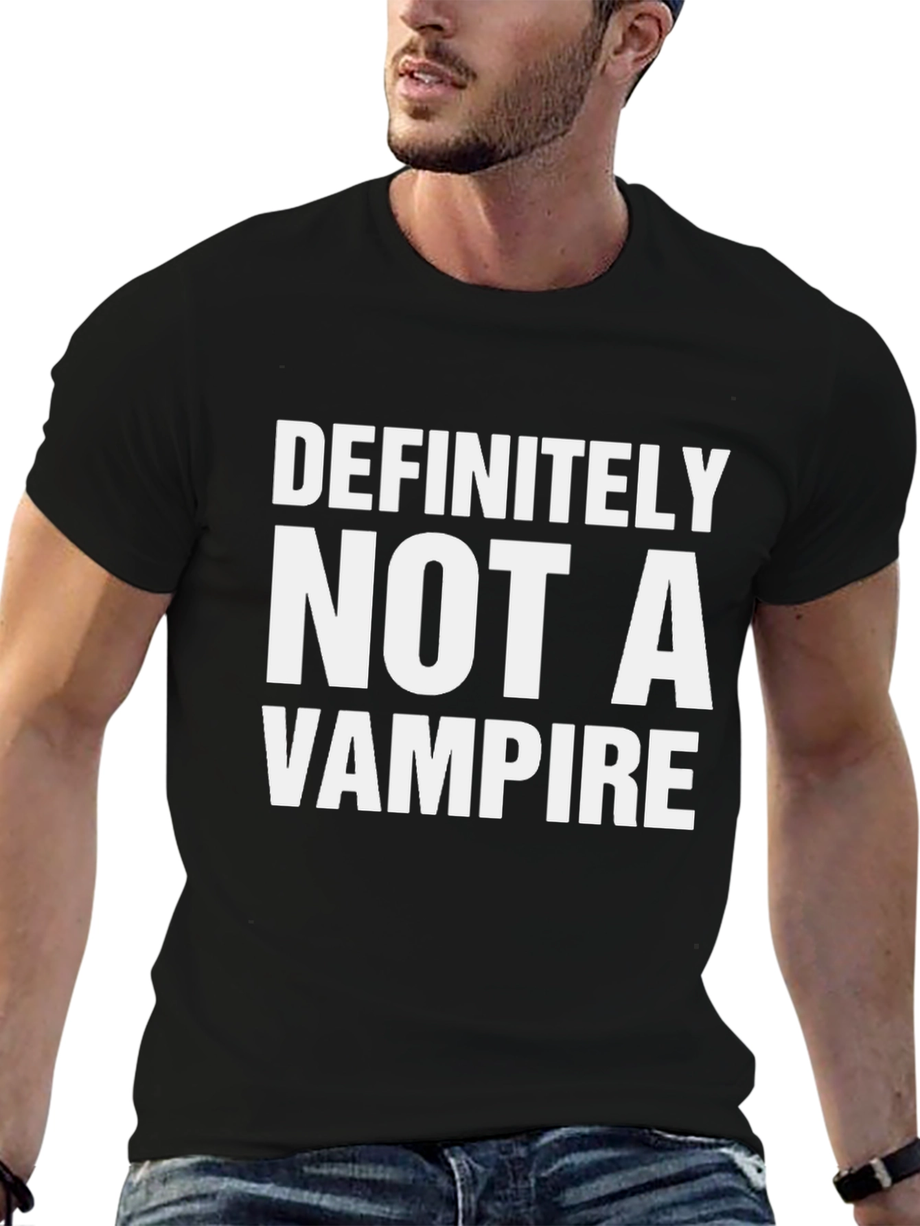 Black Definitely Not a Vampire Novelty T-Shirt view 6