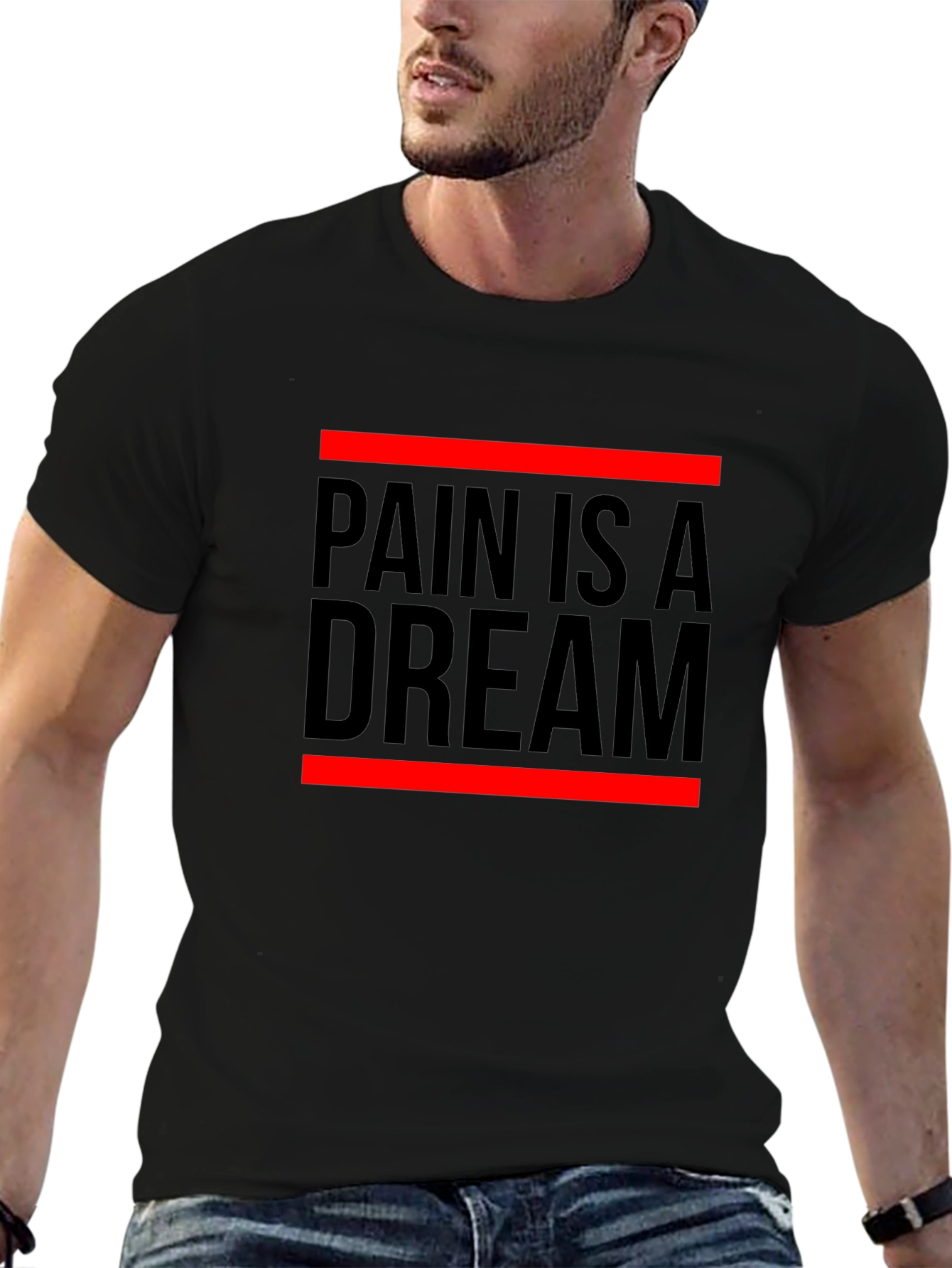 Black Pain is a Dream Graphic Tee - Black Crew Neck T-Shirt view 6