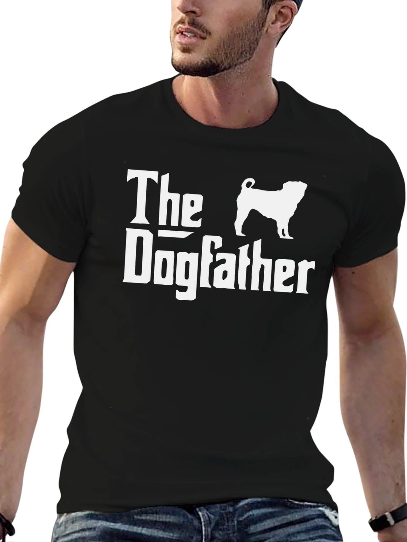 Black The Dogfather T-Shirt - Funny Dog Lover Tee view 6