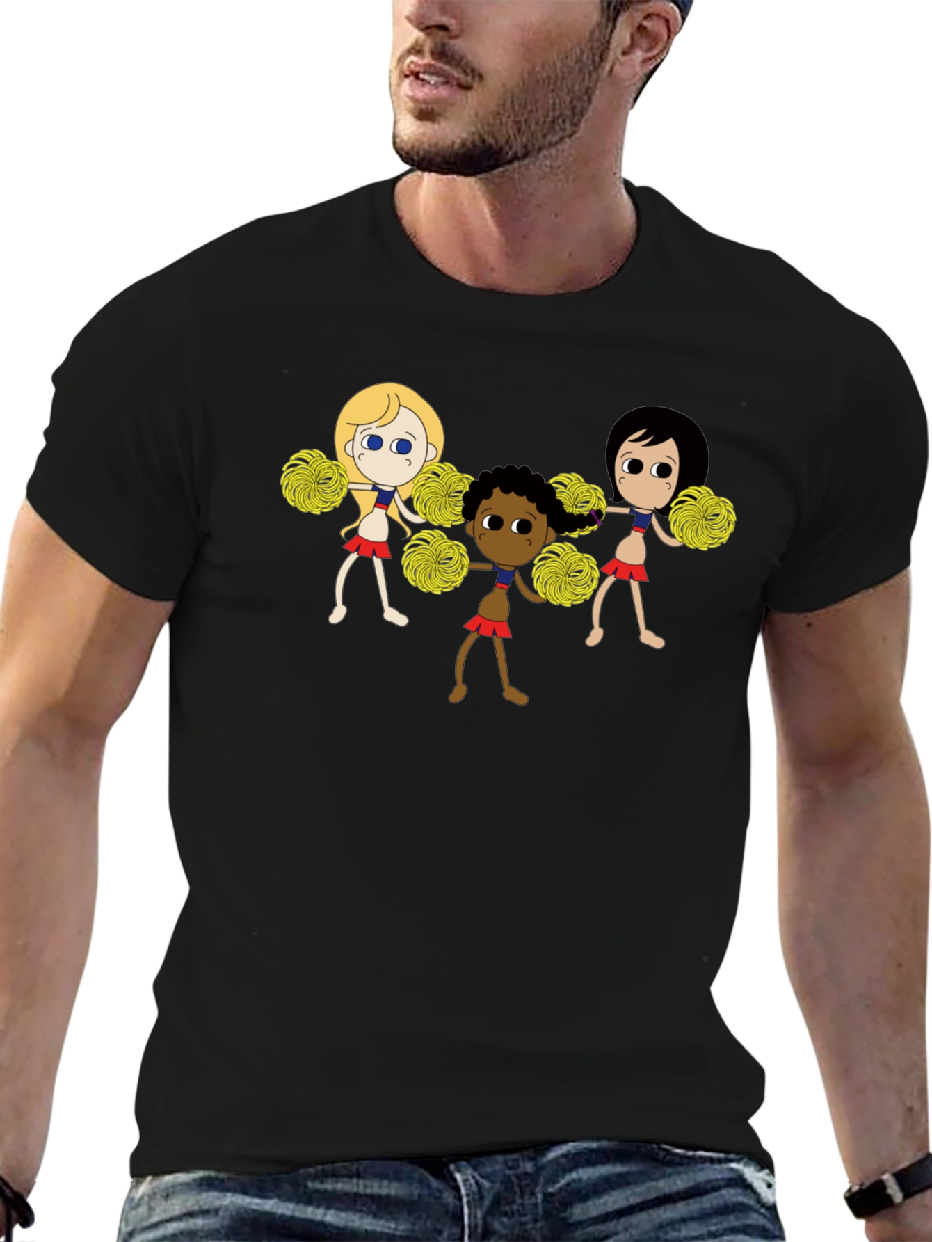 Black Cheerleader Squad Graphic Black T-Shirt view 6