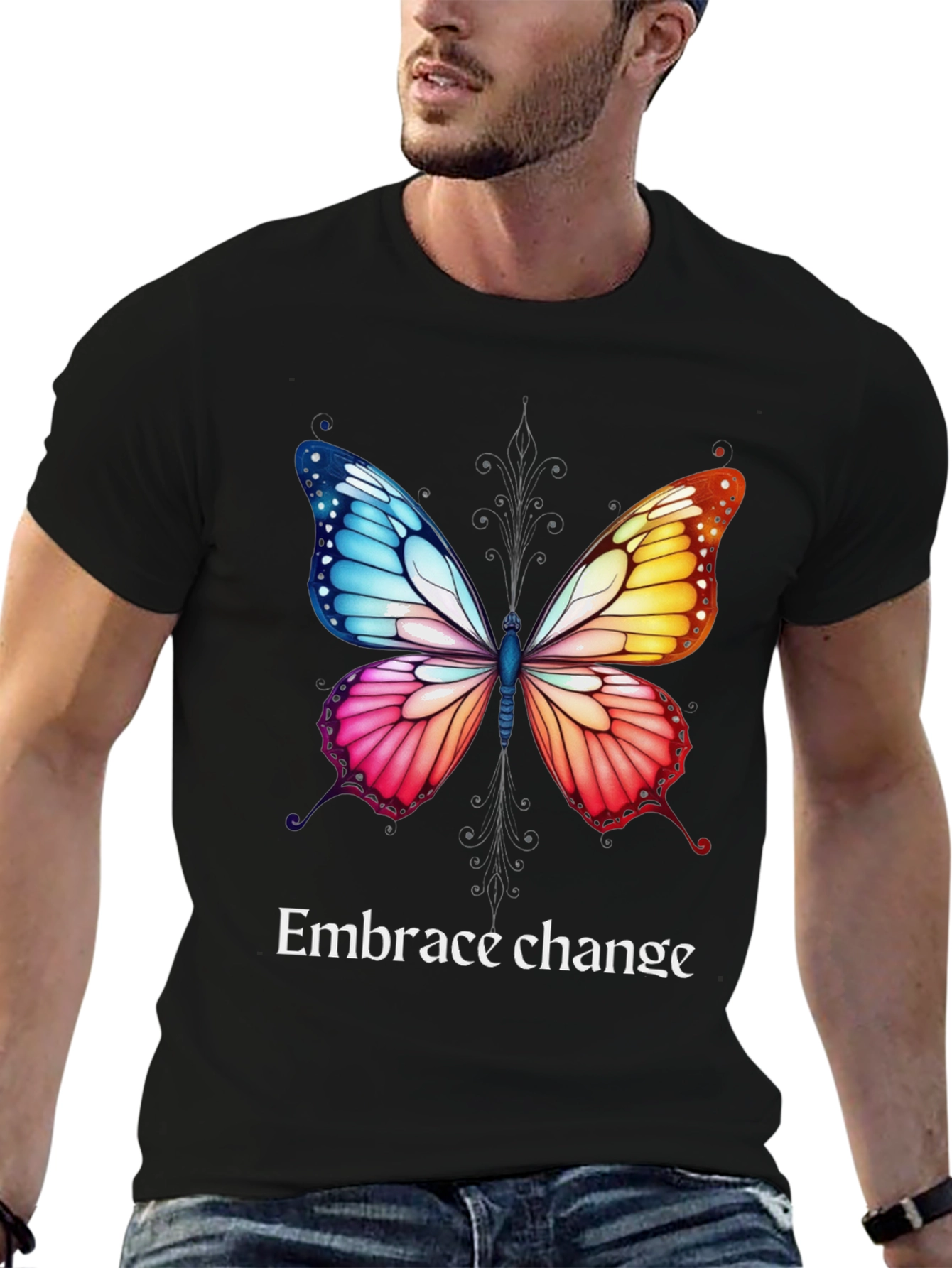 Black Embrace Change Butterfly Graphic Tee view 6