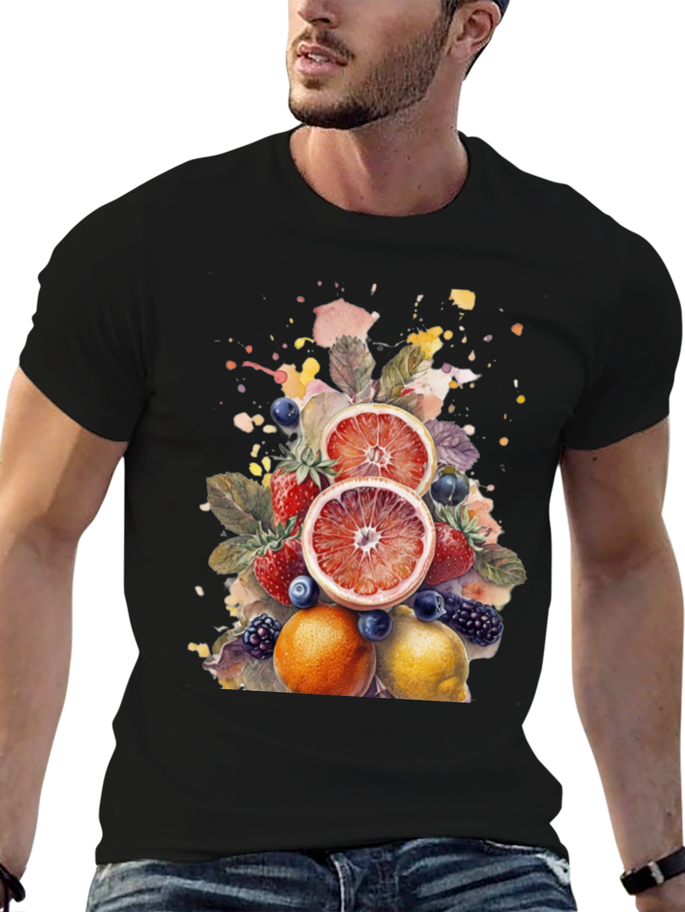 Black Fruit Splash Graphic Tee view 6