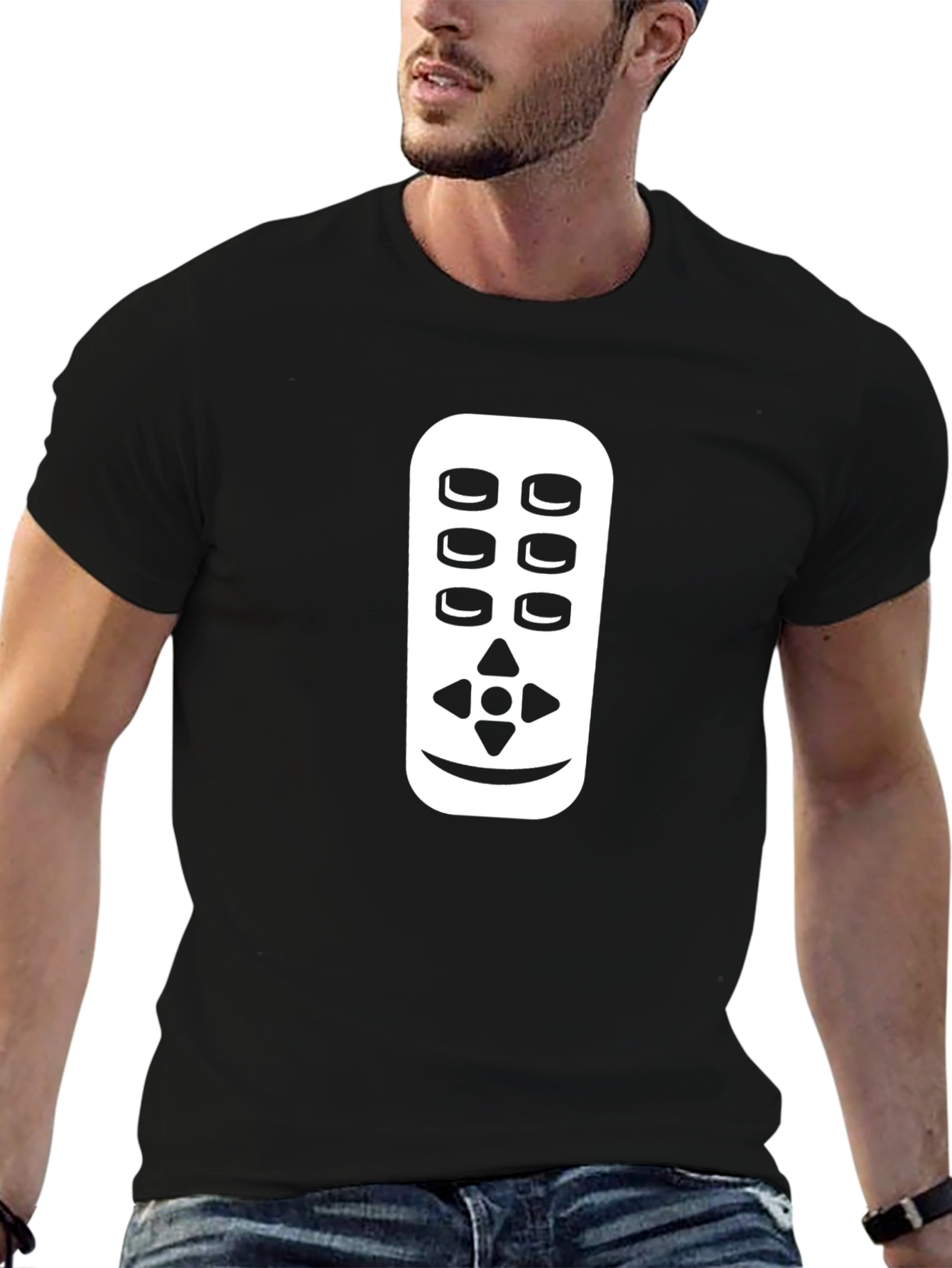 Black Remote Control Graphic Tee - Black Casual Shirt view 6