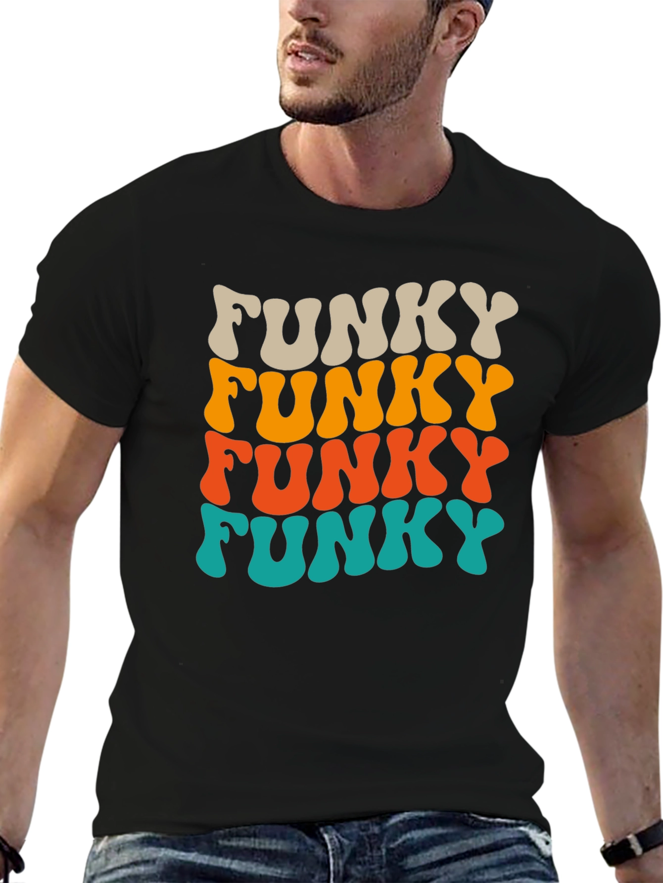 Black Funky Retro Style Graphic T-Shirt view 6