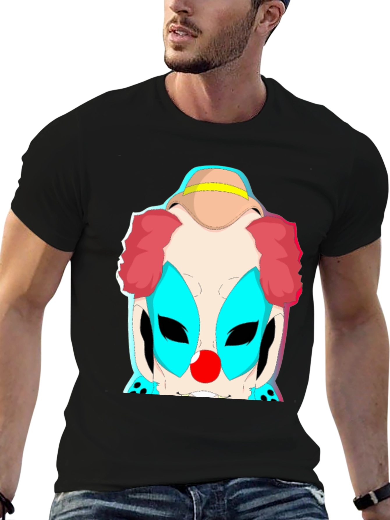 Black Clown Graphic Tee - Bold Black Cotton T-Shirt view 6