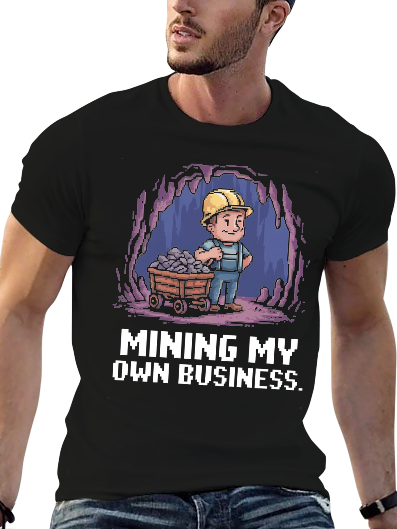 Black Mining My Own Business T-Shirt - Black Novelty Tee view 6