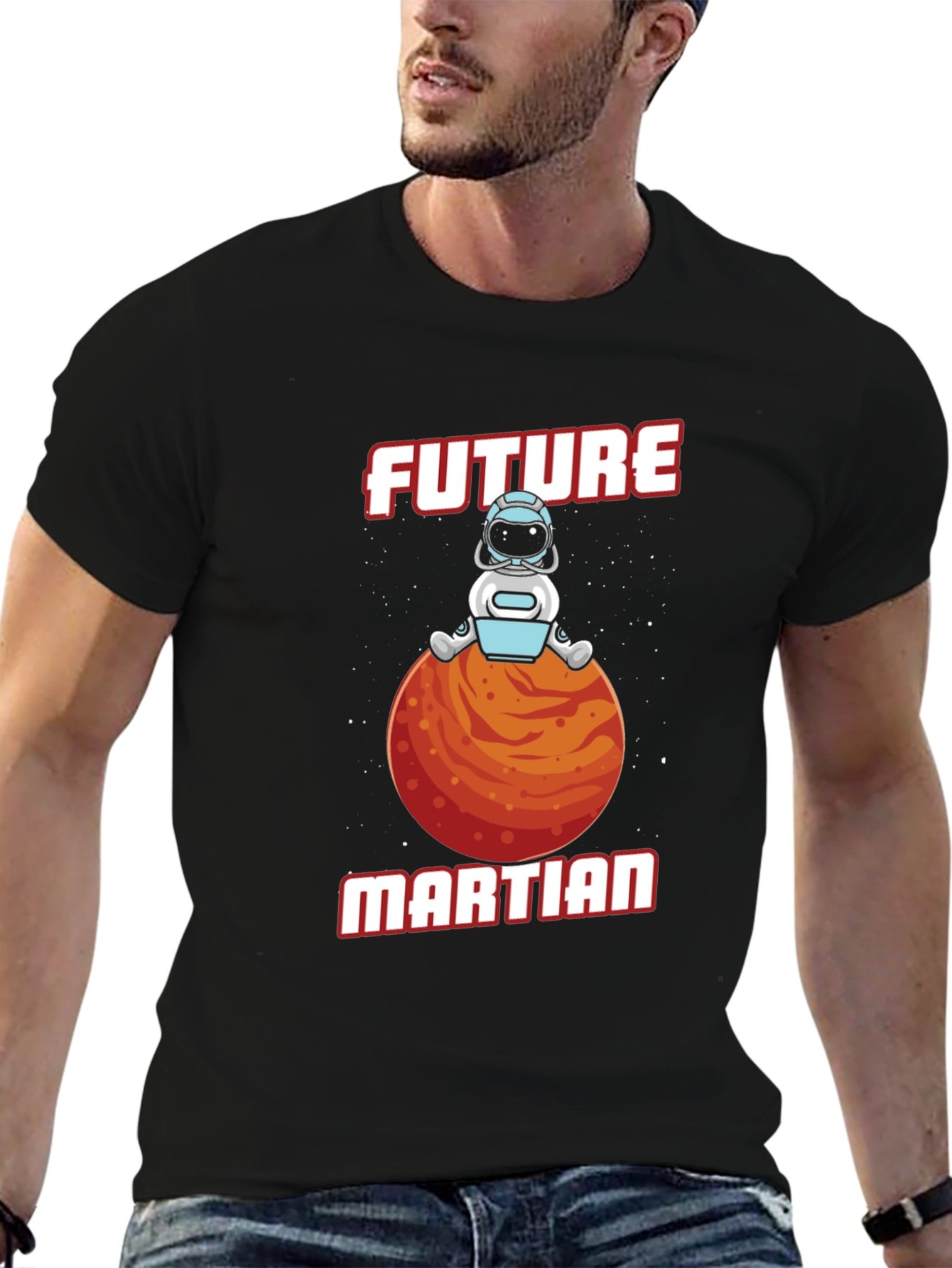 Black Future Martian T-Shirt - Space Astronaut Tee view 6