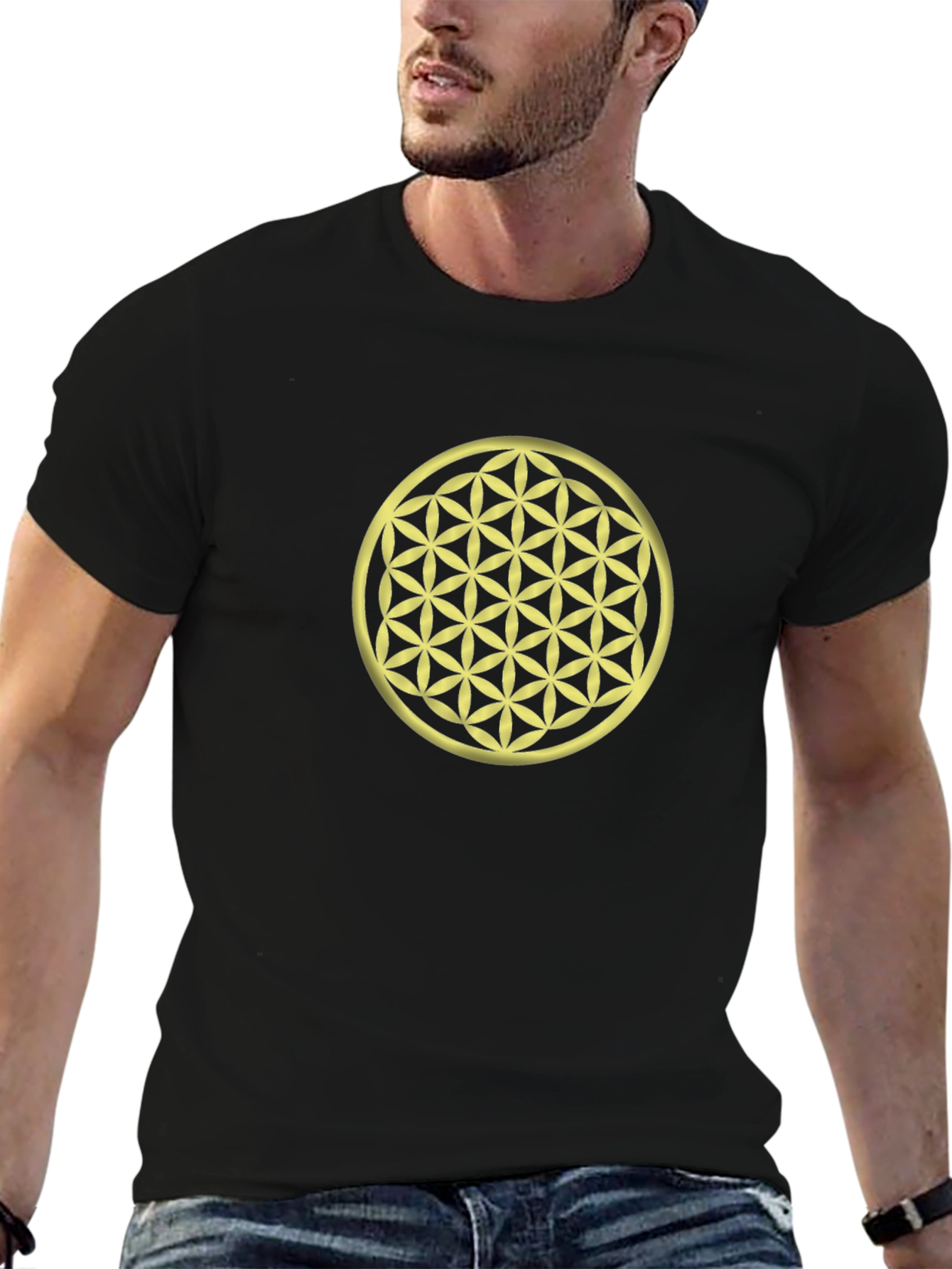 Black Flower of Life Graphic Tee - Black view 6