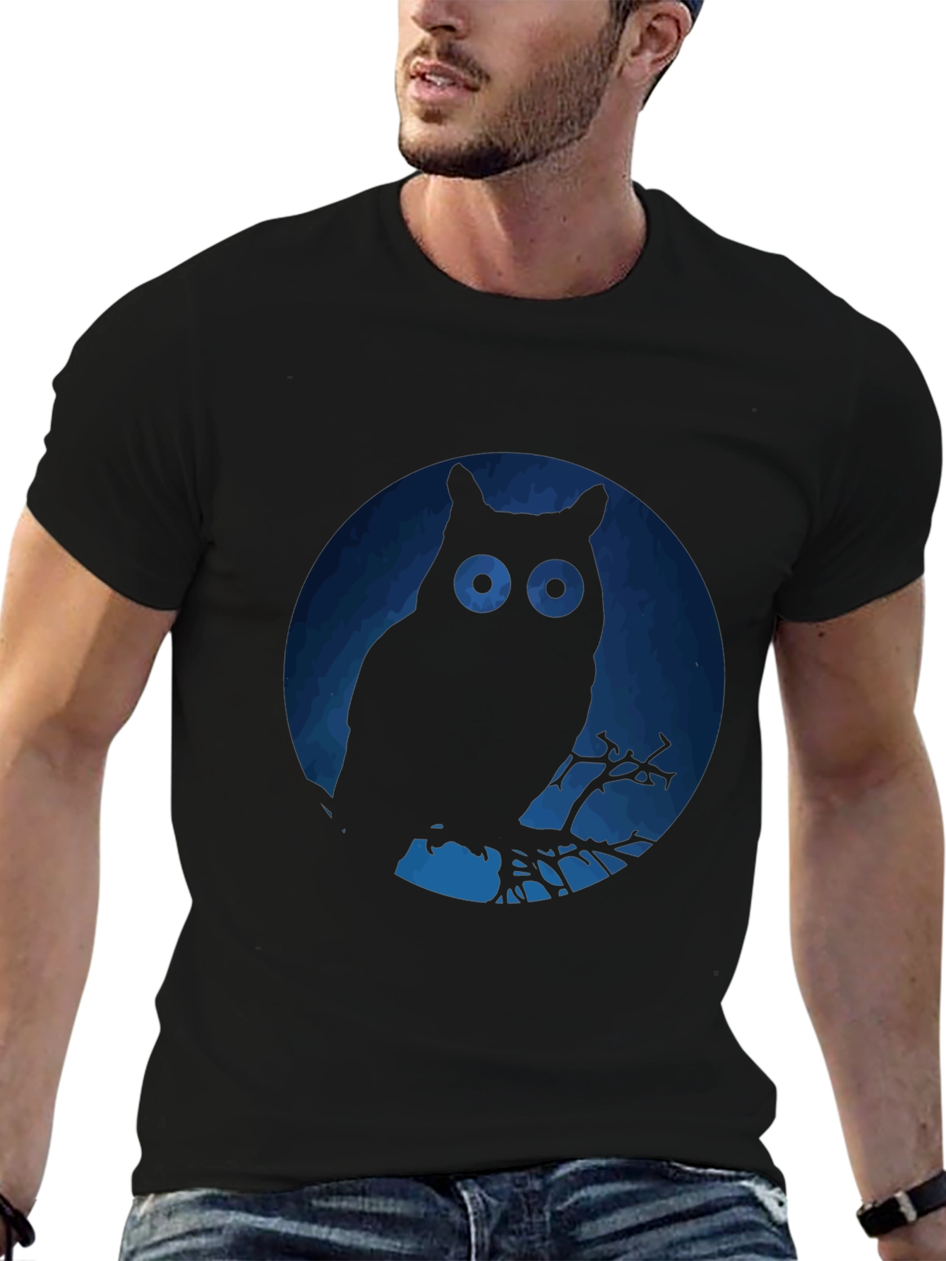 Black Owl Silhouette Graphic T-Shirt view 6