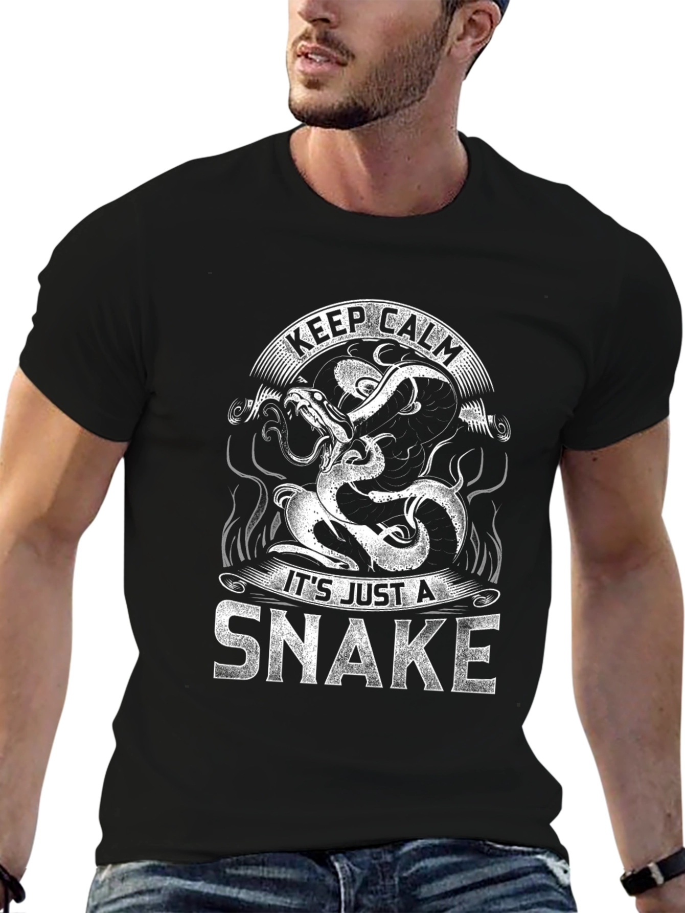 Black Keep Calm It's Just a Snake T-Shirt view 6