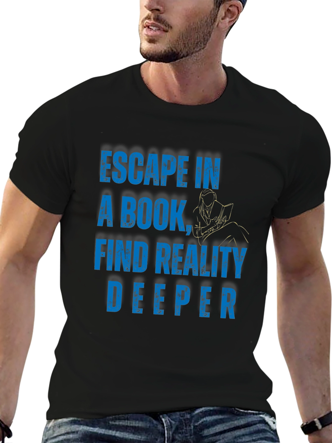 Black Escape in a Book T-Shirt - Reader's Delight view 6