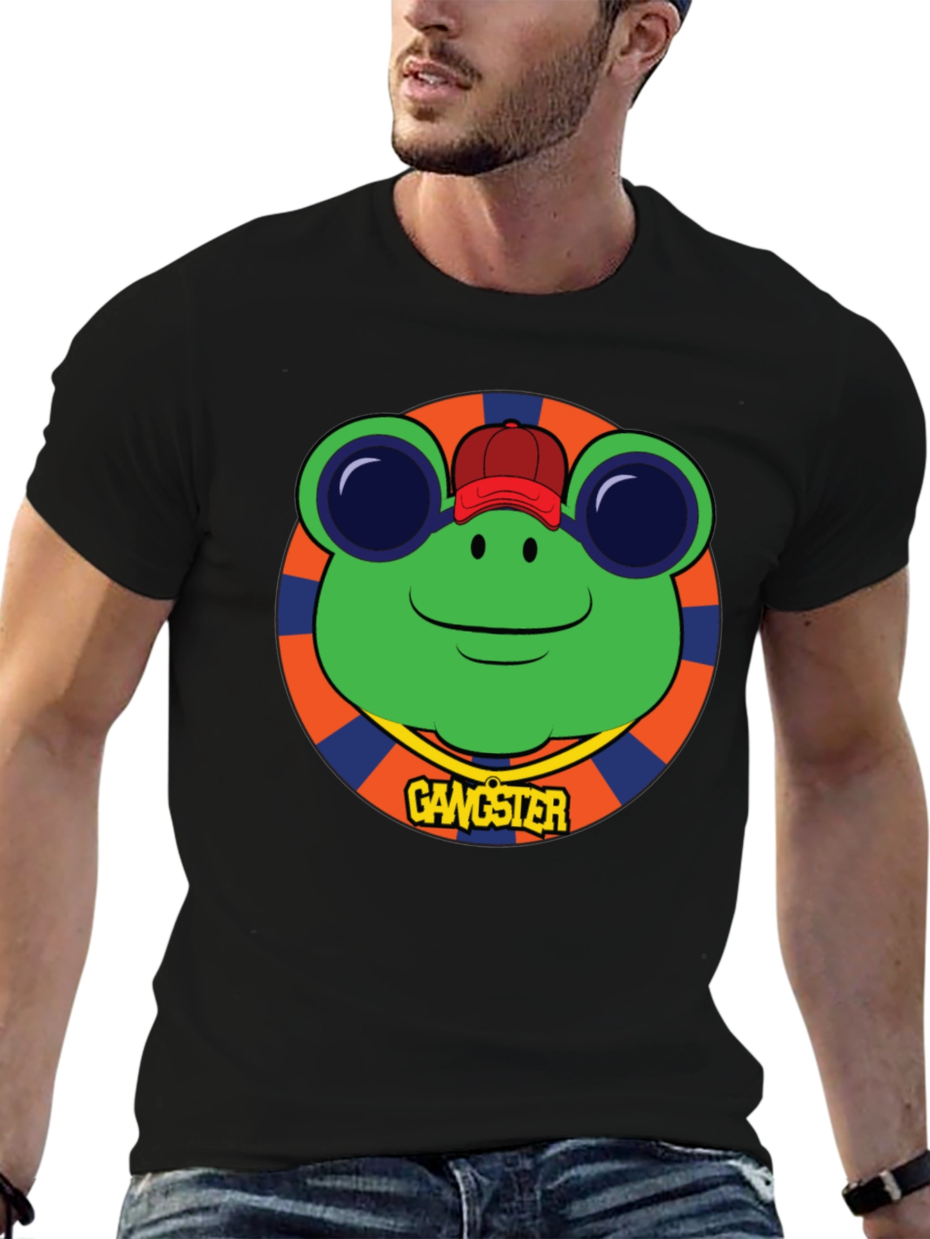 Black Gangster Frog Graphic Tee - Black view 6