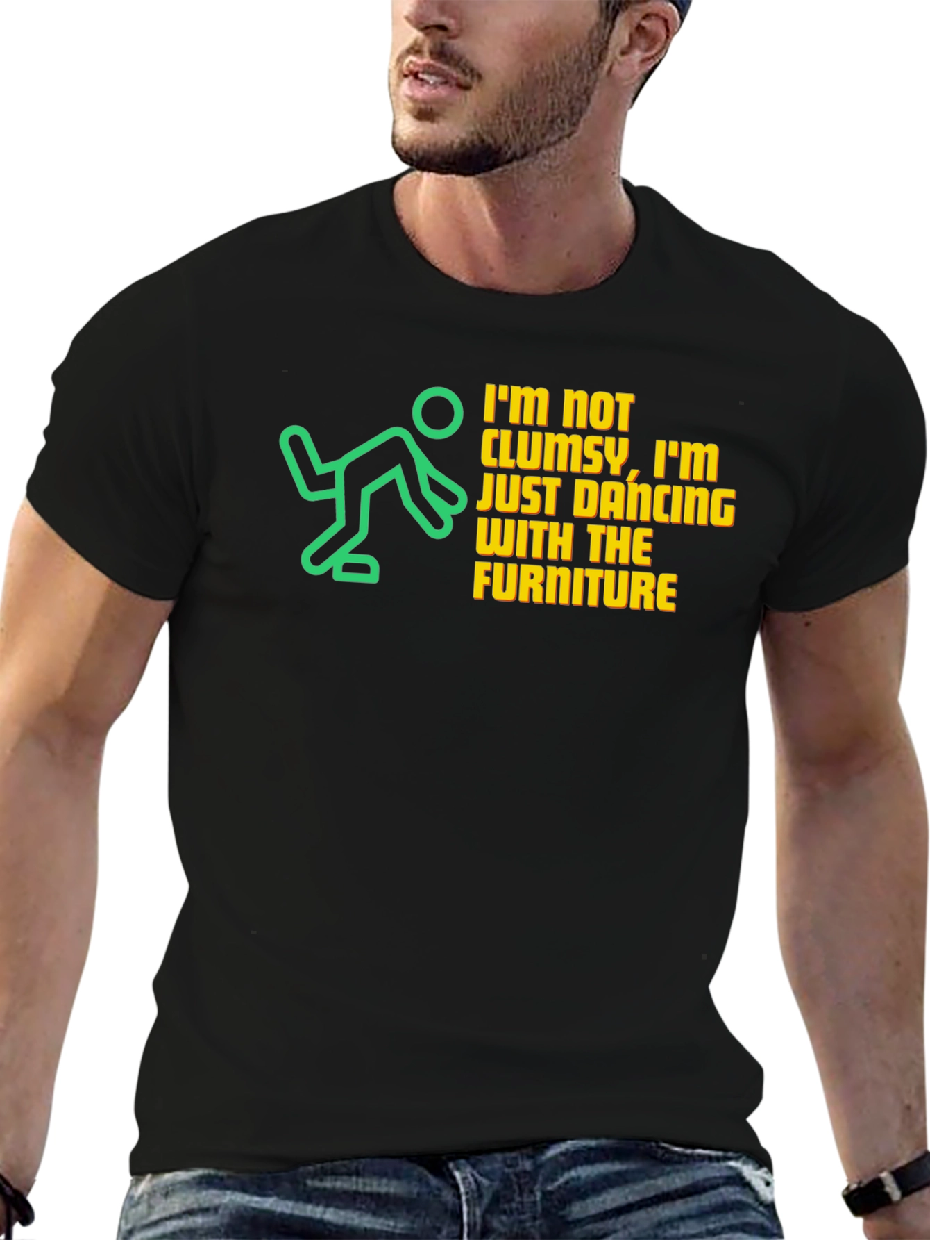 Black Funny Clumsy T-Shirt - Dancing With Furniture view 6