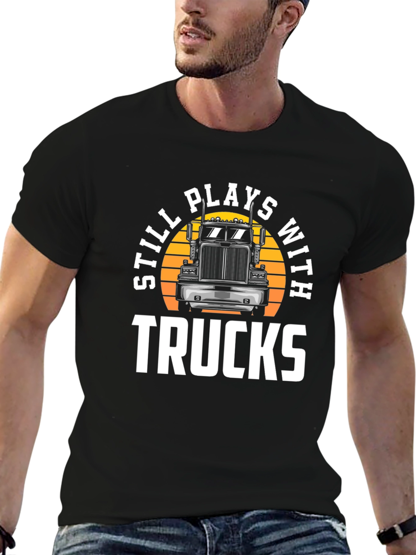 Black Still Plays With Trucks Graphic Tee view 6