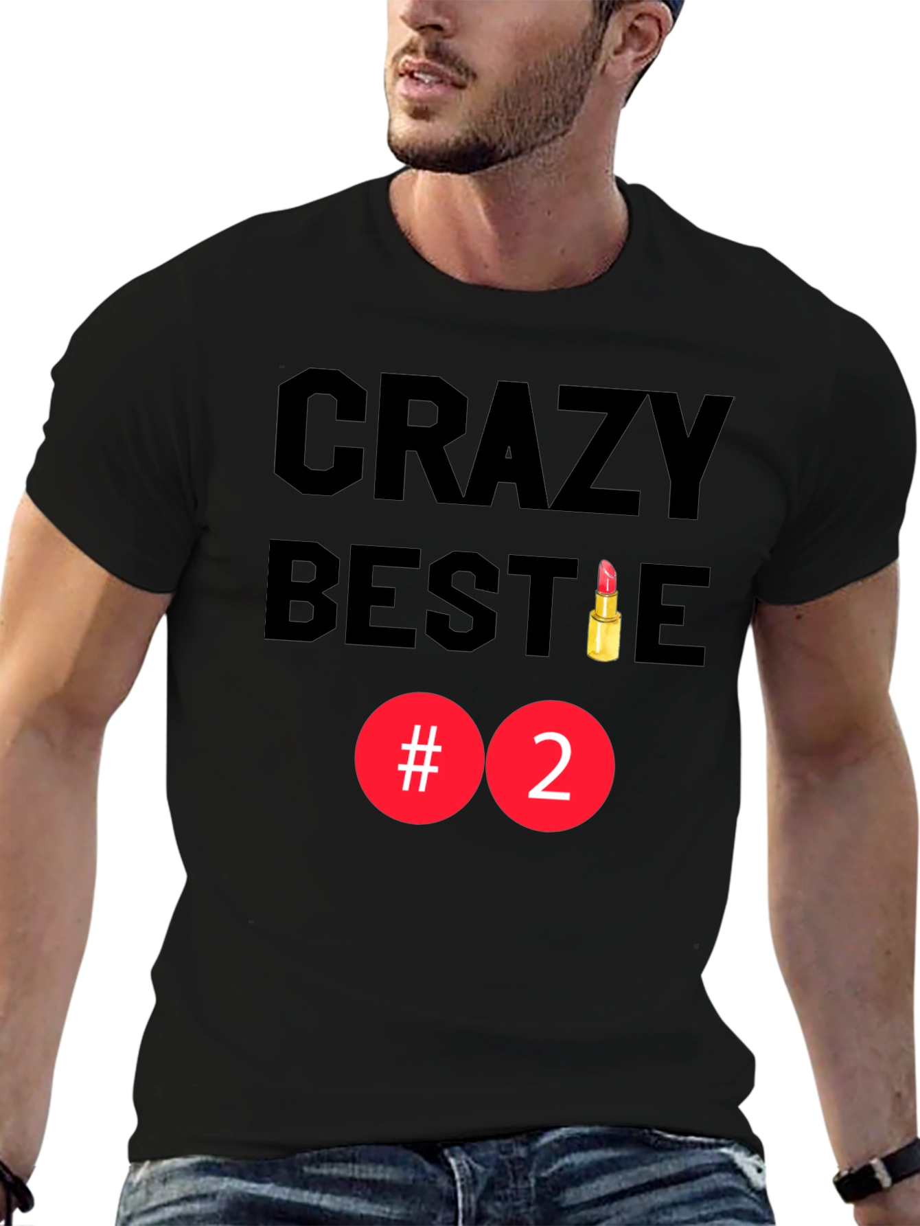 Black Crazy Bestie #2 Black Graphic Tee view 6