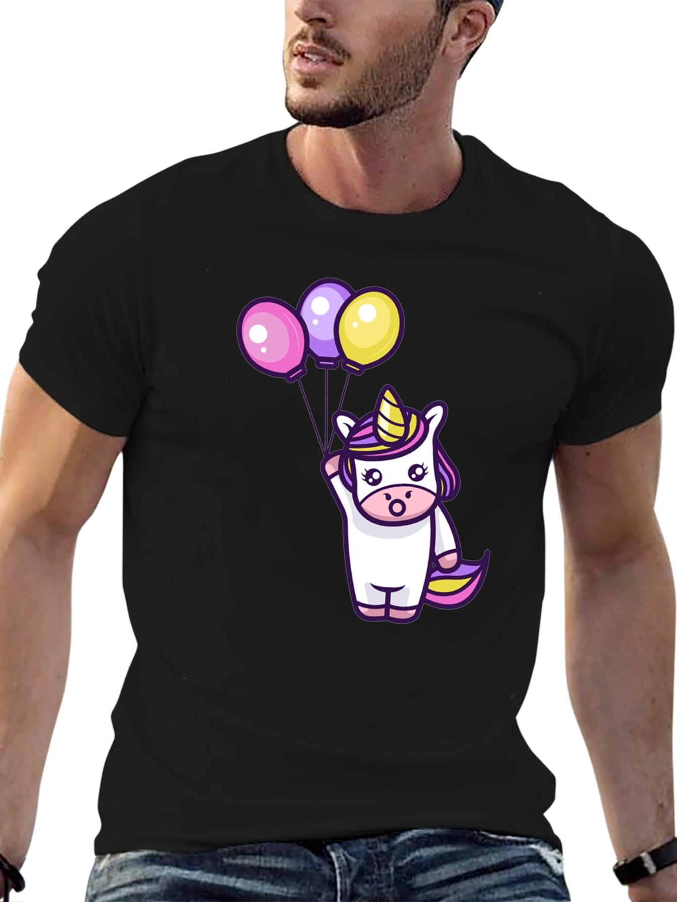 Black Unicorn Balloons Graphic Tee view 6