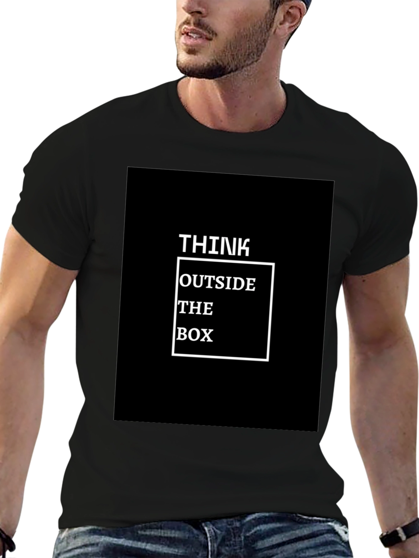 Black Think Outside The Box Graphic T-Shirt view 6