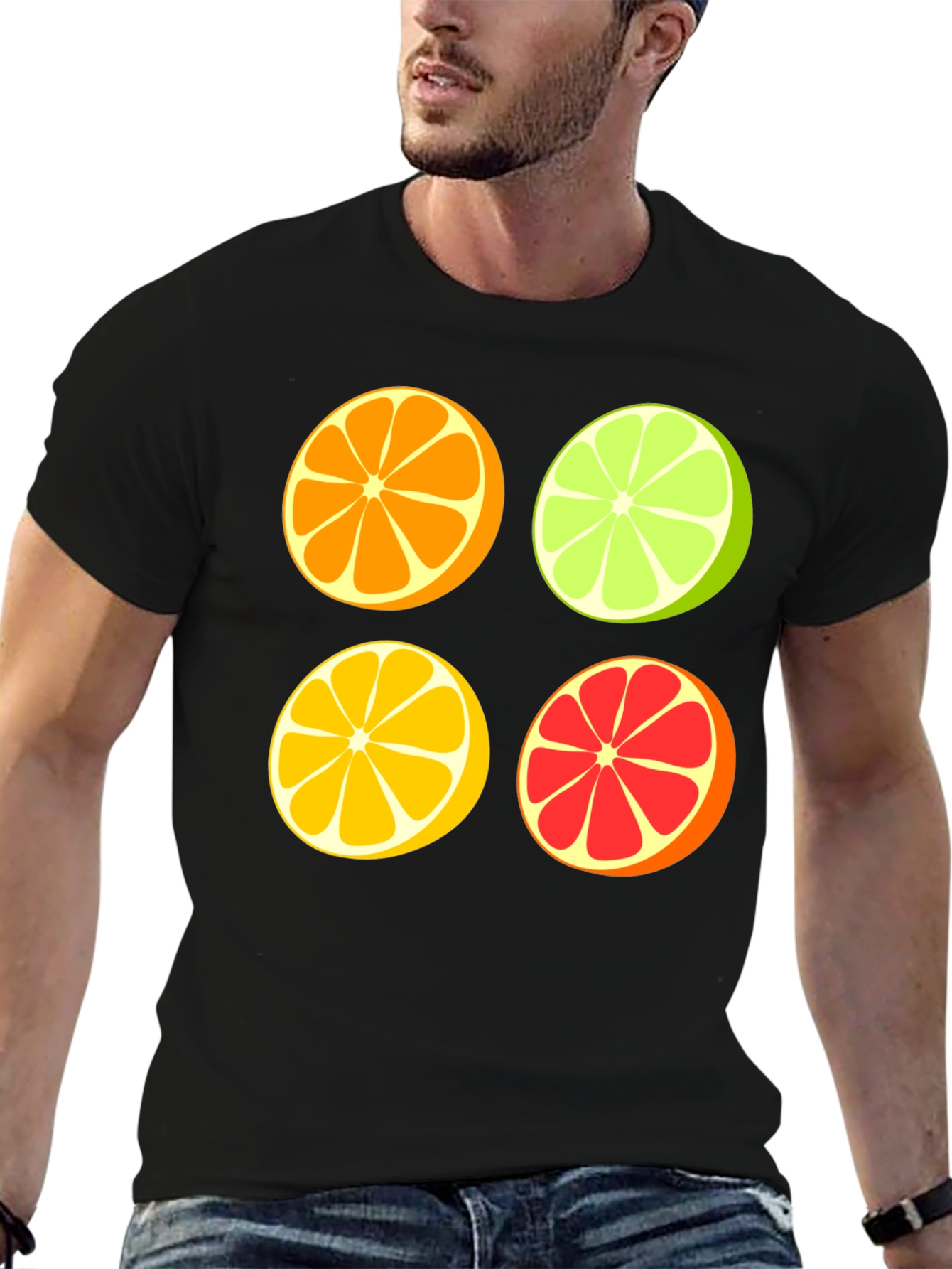 Black Citrus Slices Graphic Tee - Fresh & Fun view 6