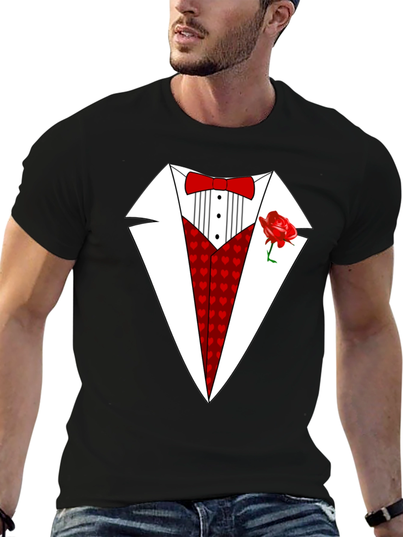 Black Heart Tuxedo T-Shirt - Valentine's Day Ready view 6