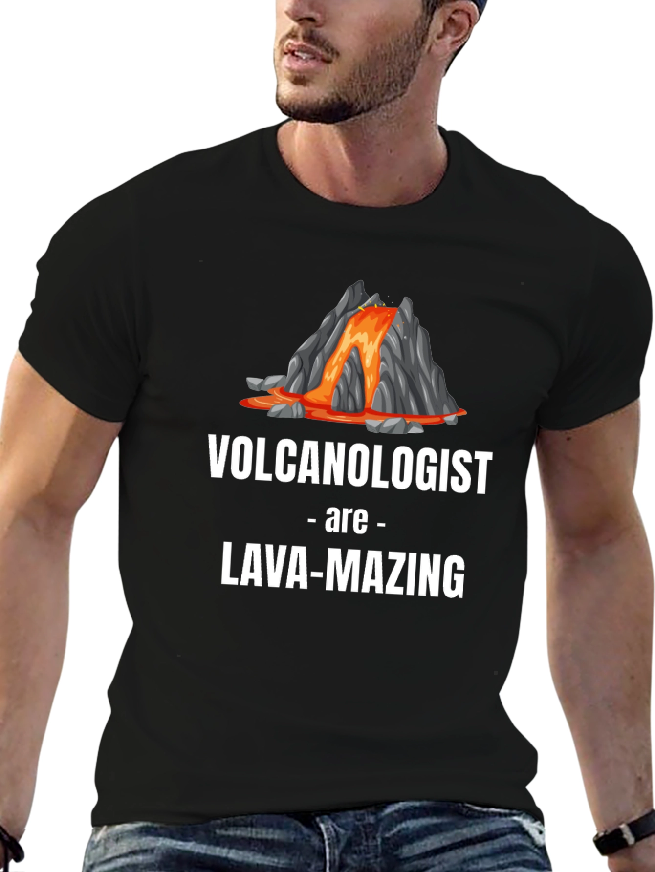 Black Volcanologist Lava-Mazing Funny Graphic T-Shirt view 6
