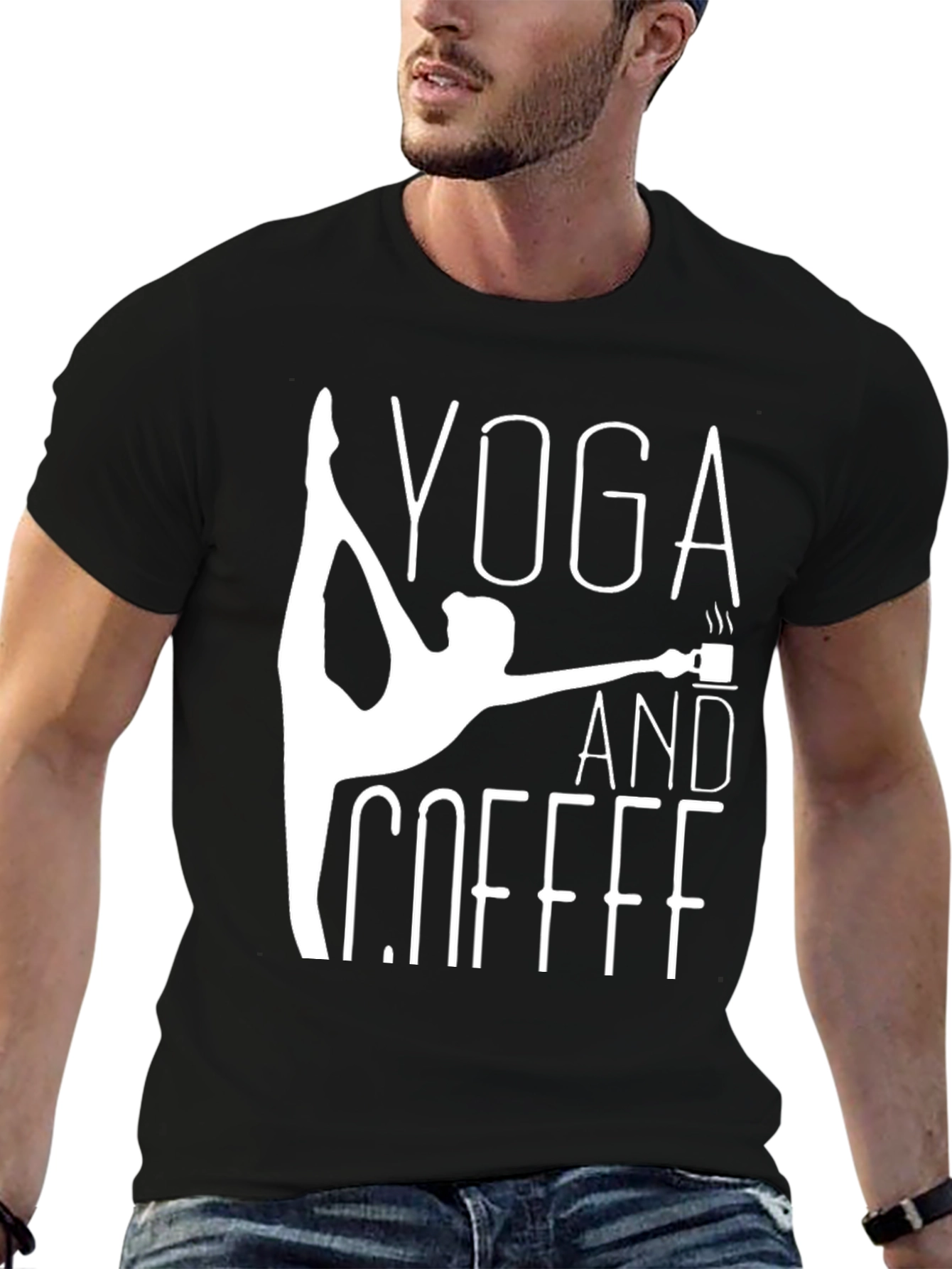 Black Yoga and Coffee Graphic Tee - Black view 6