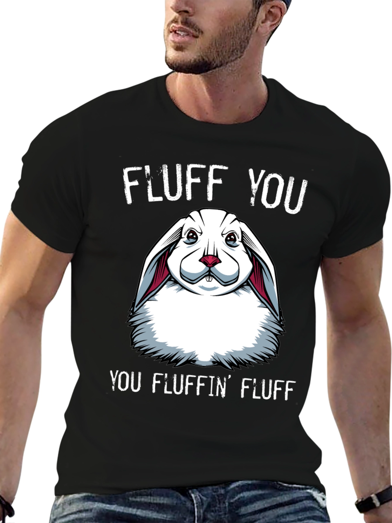 Black Fluff You Bunny Graphic T-Shirt view 6