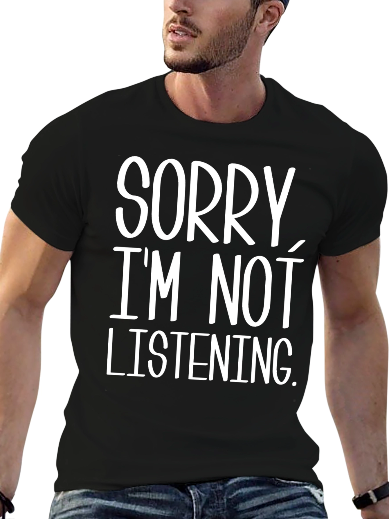 Black Sorry I'm Not Listening Graphic Tee view 6
