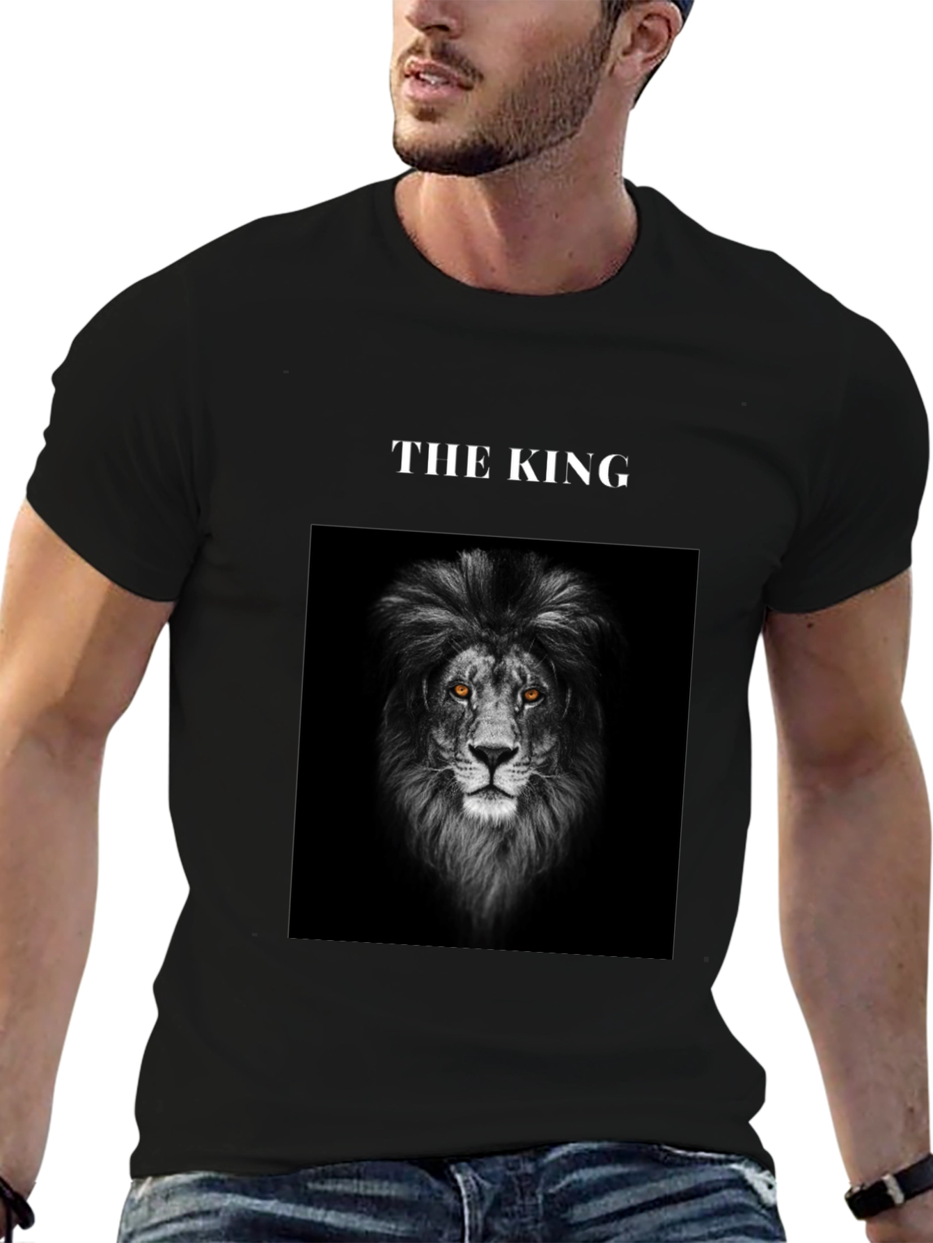 Black The King Lion Graphic Tee - Black view 6