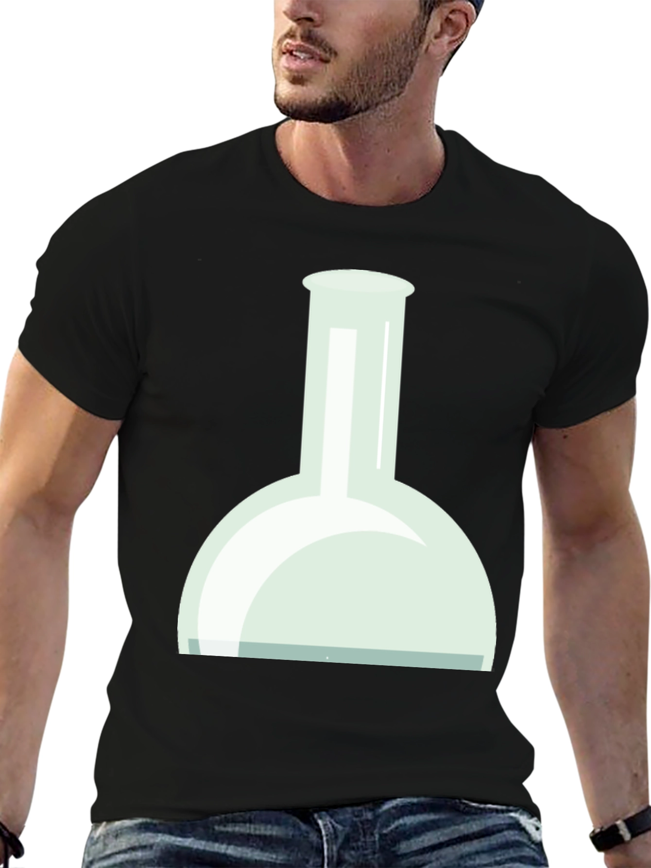 Black Science Flask Graphic Tee - Black Cotton T-Shirt view 6