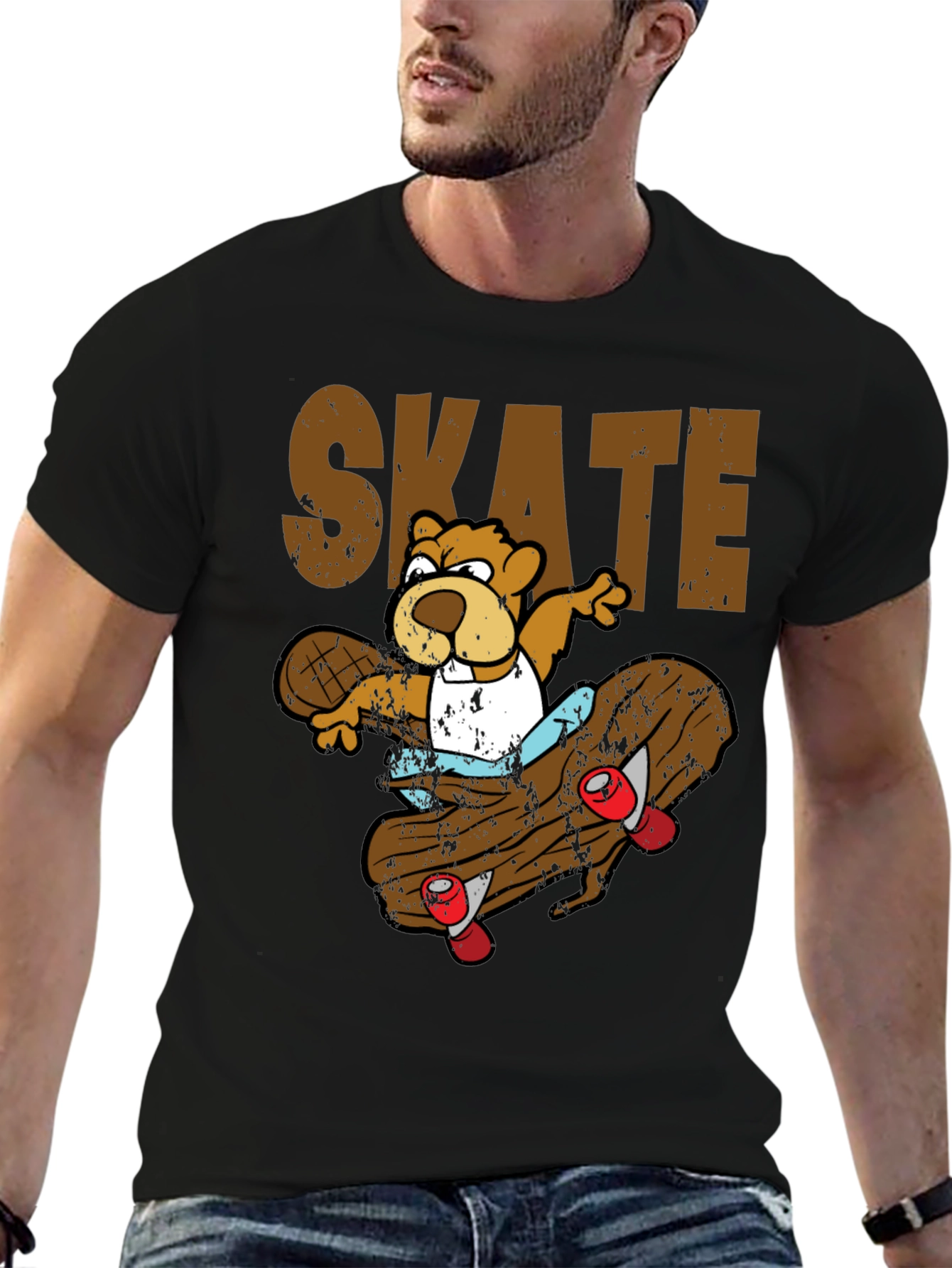 Black Skateboarding Beaver T-Shirt view 6