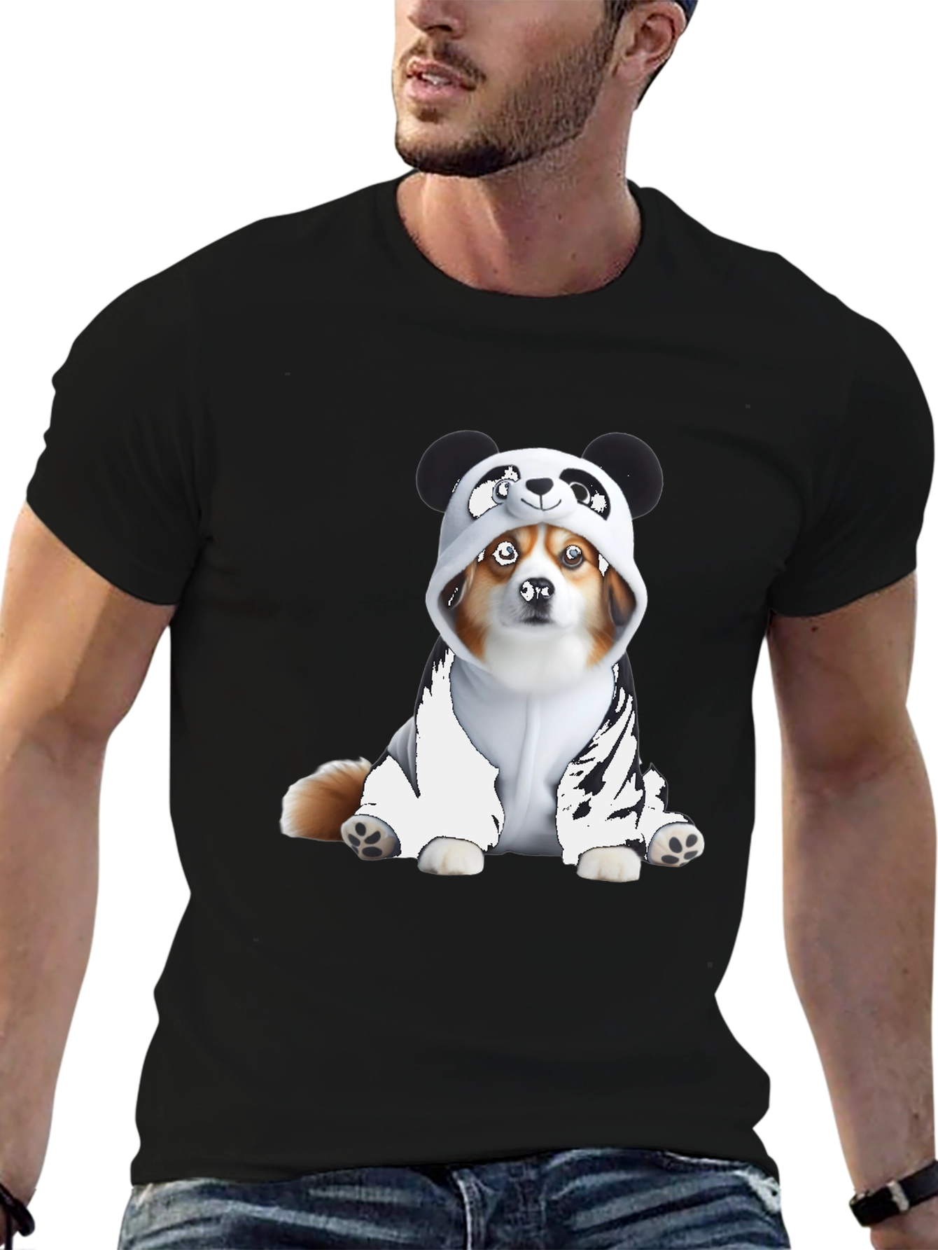 Black Panda Dog Graphic Tee view 6
