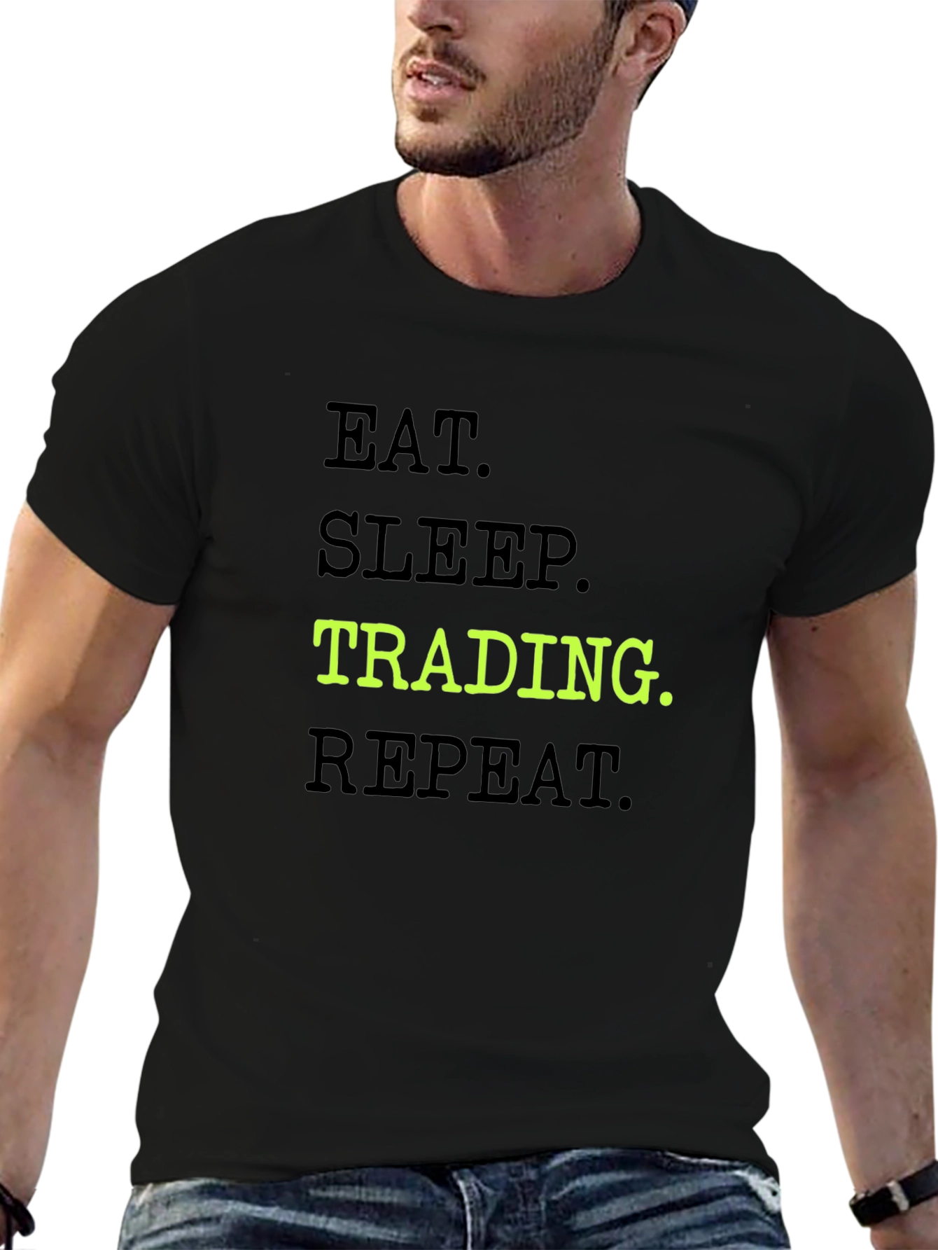 Black Eat Sleep Trading Repeat Black Graphic Tee view 6