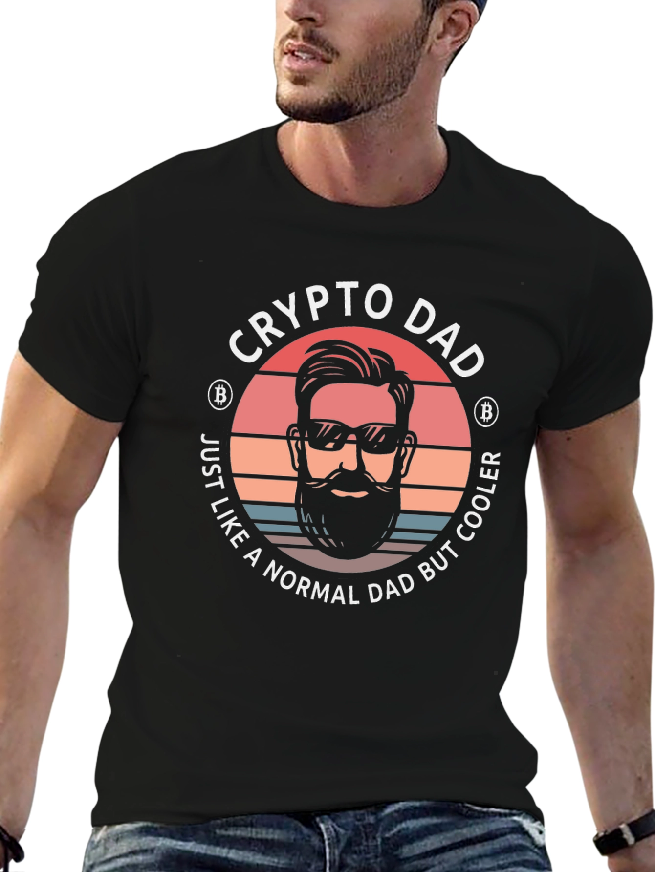 Black Crypto Dad Graphic T-Shirt - Cool Bitcoin Father's Day Tee view 6