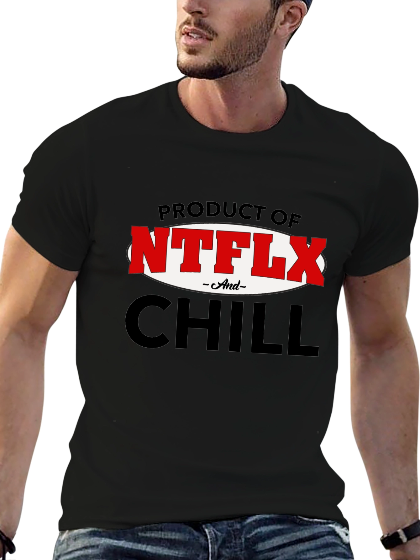 Black Netflix and Chill T-Shirt - Funny Graphic Tee view 6