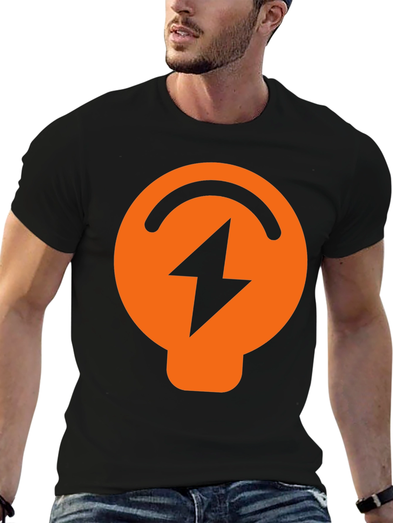 Black Electric Symbol Graphic Black T-Shirt view 6